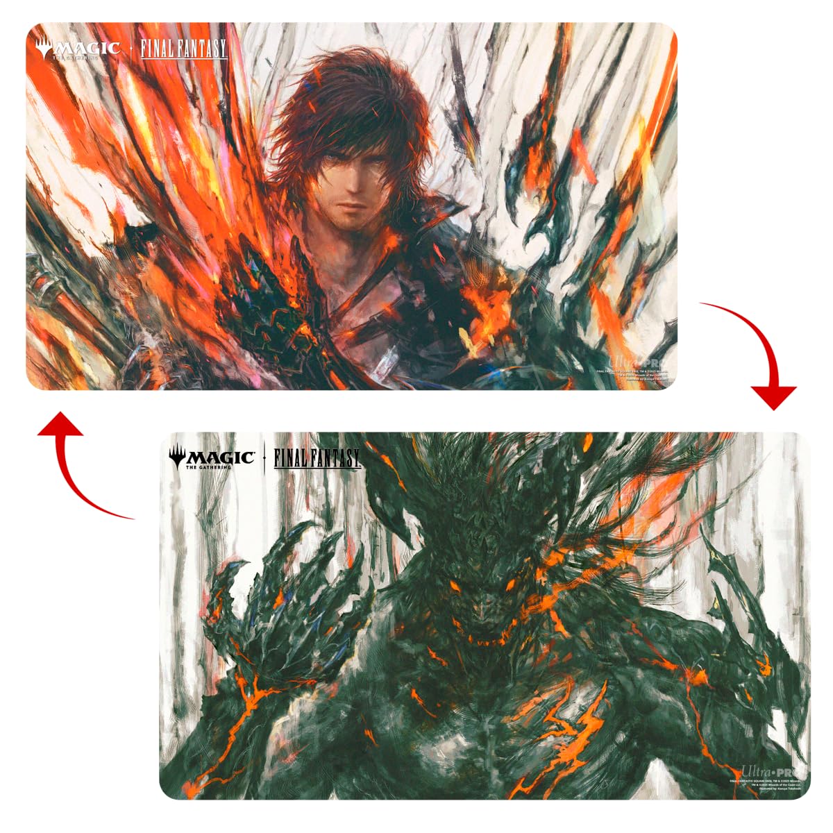 Ultra PRO - Final Fantasy x Universes Beyond Clive, First Shield of Rosaria/Summon Ifrit Double-Sided Playmat for Magic: The Gathering | Card Game Playmat, Final Fantasy Collectibles