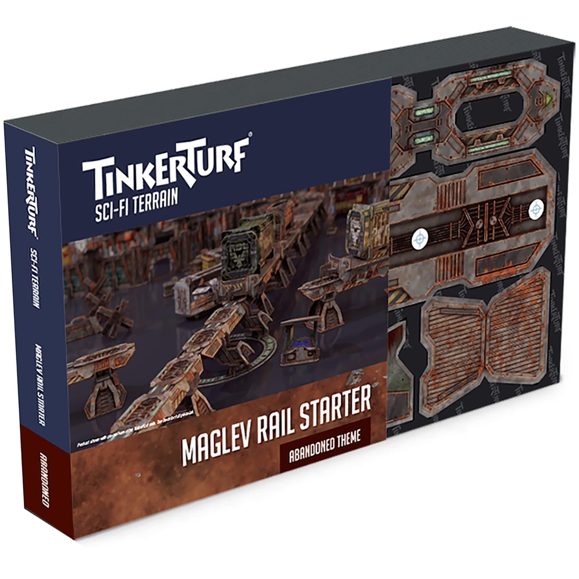 TinkerTurf Sci-Fi Terrain: MagLev Rail Starter, Abandoned Theme, Sturdy, Affordable, Great-Looking Full-Color Terrain, Quick and Easy to Assemble, Virtually Limitless Setups