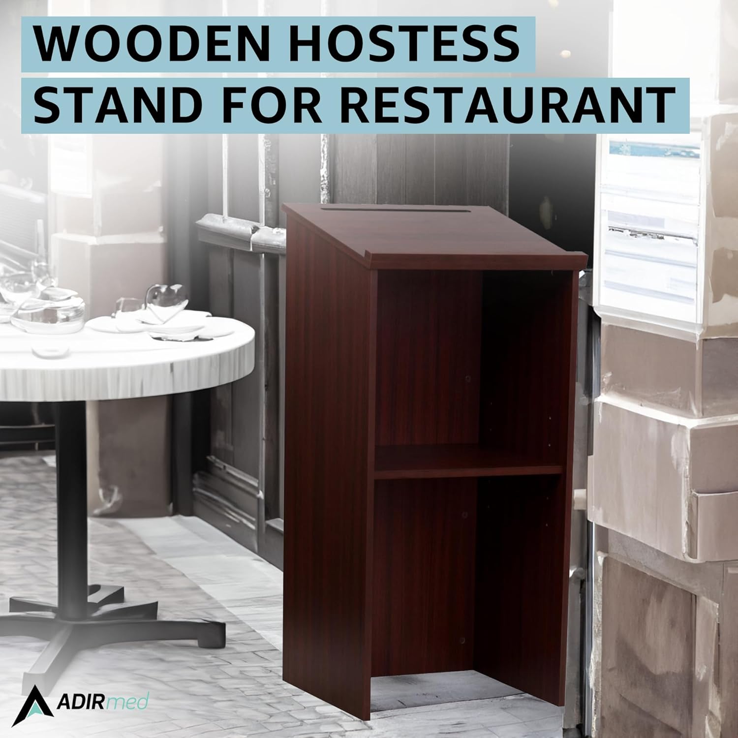 Wood Stand-up Podium Lectern, Mahogany