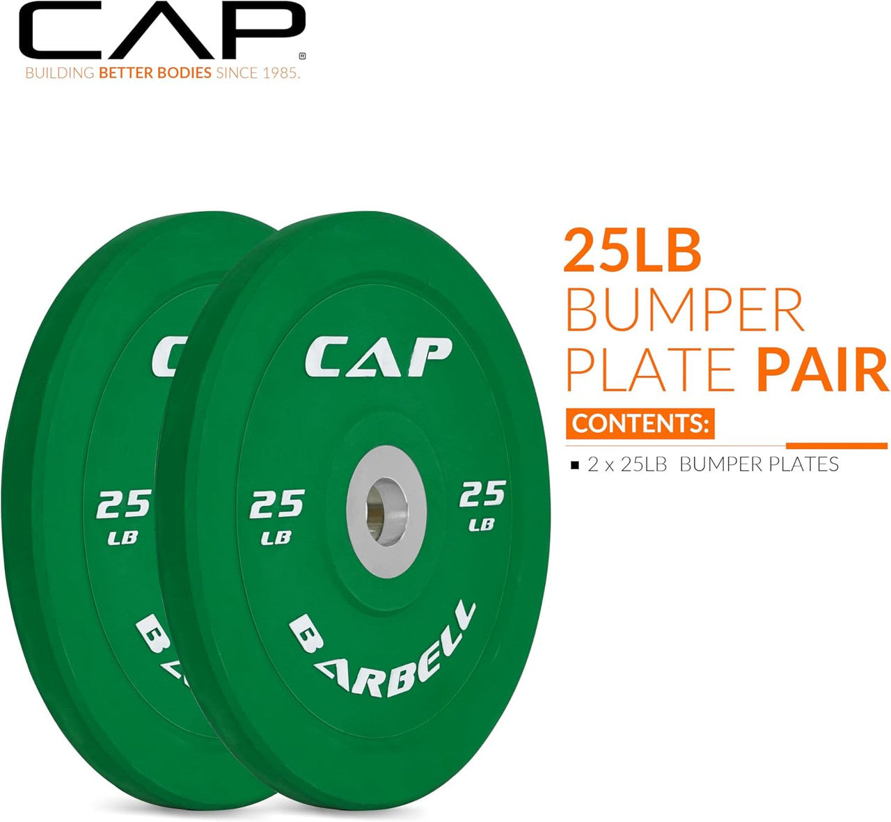 CAP Barbell 25 lb Competition Bumper Plate, Pair, Green