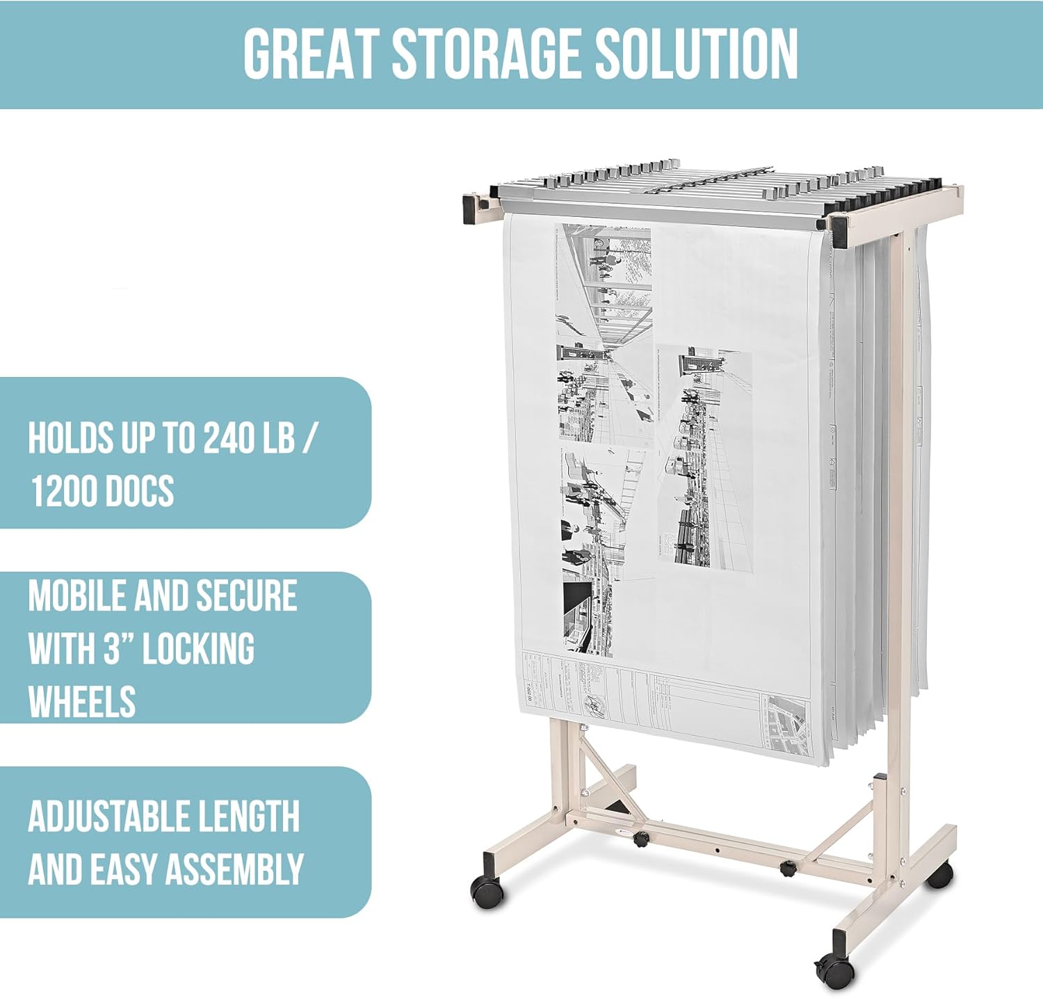 Expandable Mobile Plan Center with 12 30" clamps