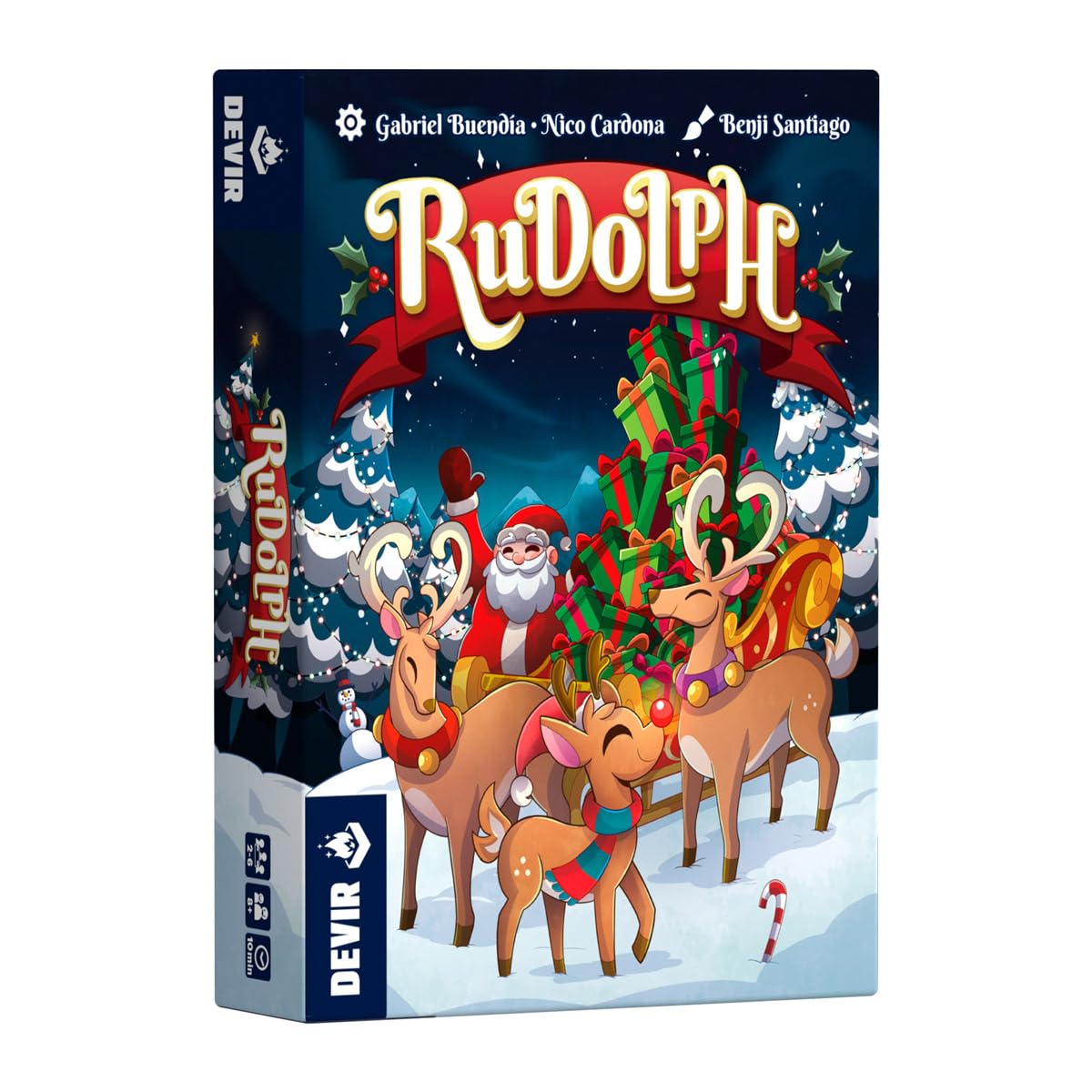 Devir Rudolph Card Game, Fast Christmas Family & Party Game with Real, Time Drafting for Adults & Teens, Age +8, 2-6 Players, 10 Playtime