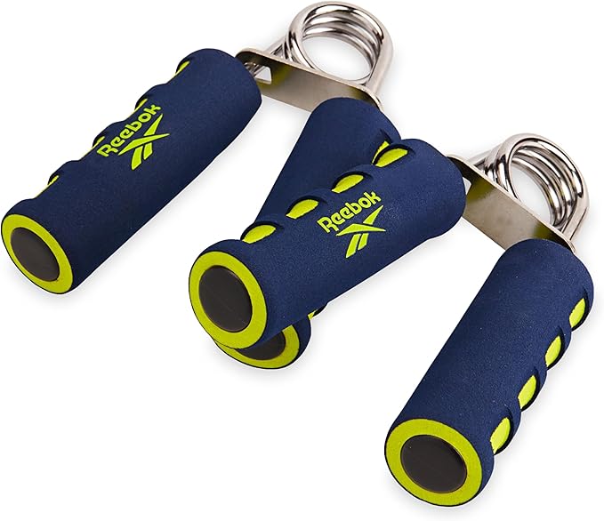 Reebok 2-Pack Hand Grips, Spring Coiled Wrist - Blue/Lime
