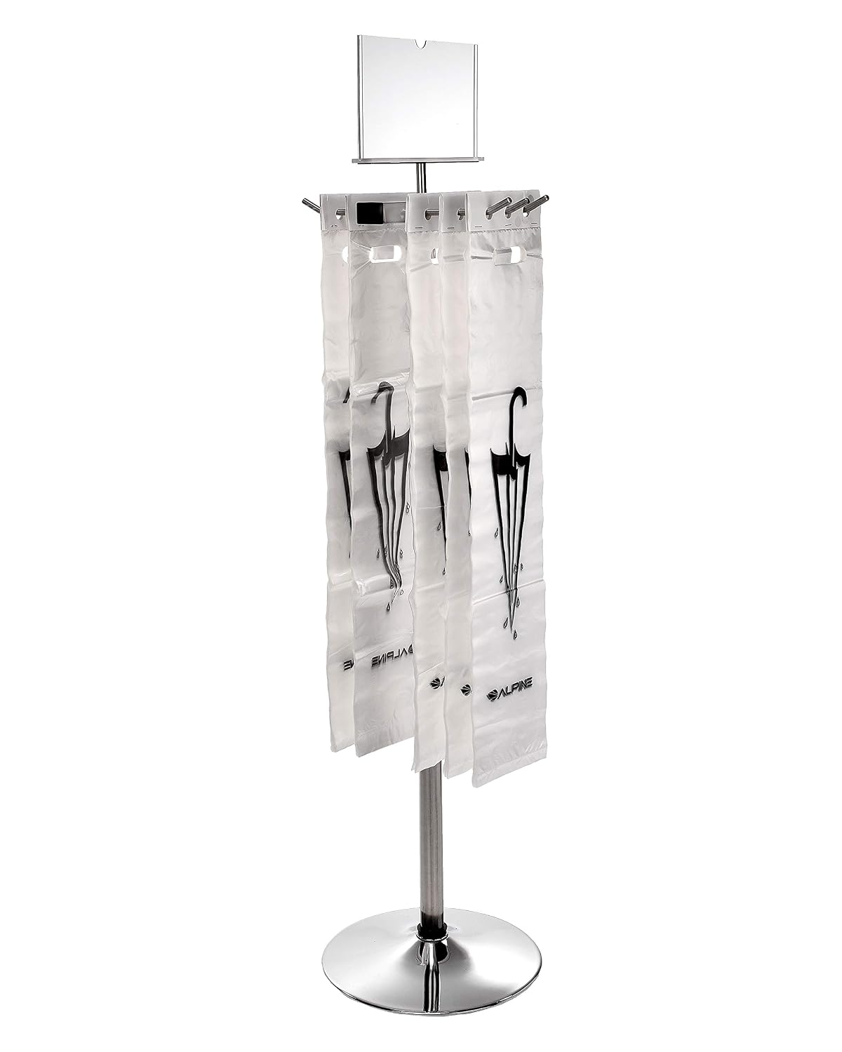 Alpine Industries Wet Umbrella Bag Wrapper Stand with 100 Long Bags