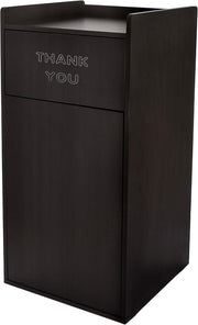 Black 40 Gallon Wood Receptacle Enclosure with Drop Hole and Tray Shelf