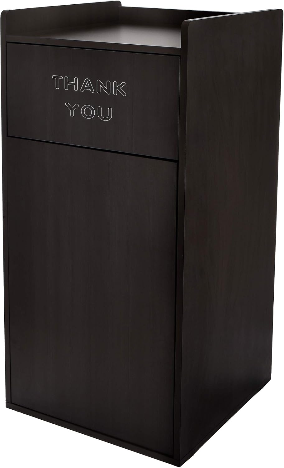 Black 40 Gallon Wood Receptacle Enclosure with Drop Hole and Tray Shelf