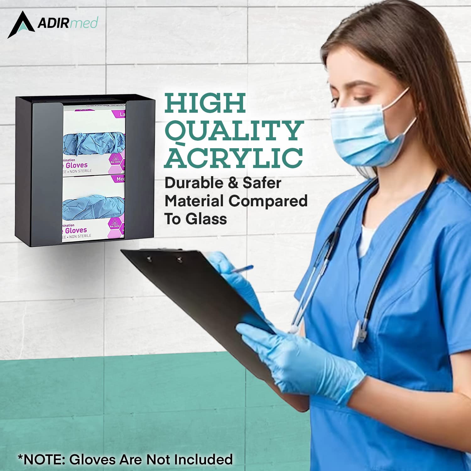 Double Box Capacity Acrylic Black Glove Dispenser 2 Pack