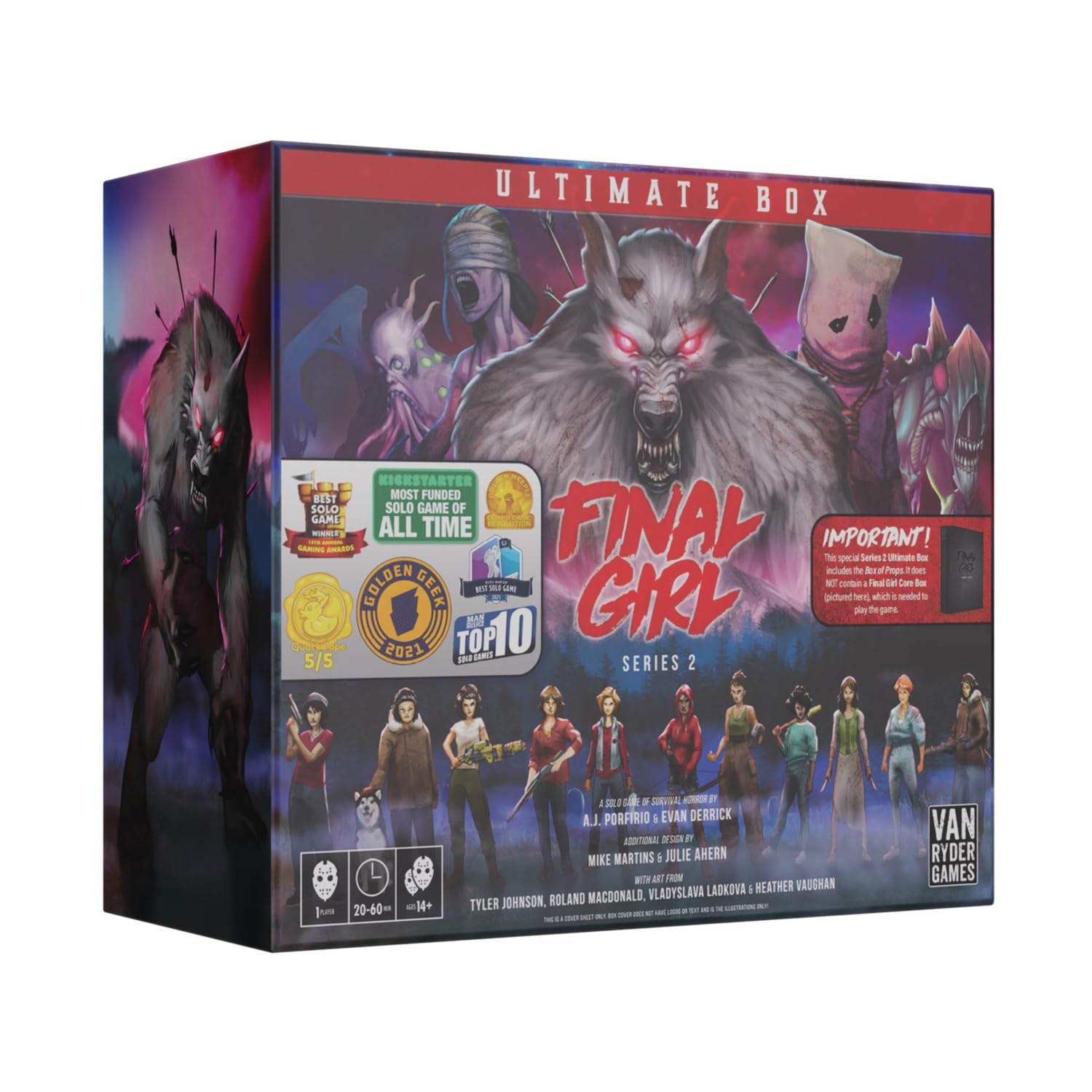 Final Girl Series 2: Ultimate Box - Horror Solo Board Game - 20-45 Minutes of Gameplay - Includes Box of Props, 5 Feature Films, Miniatures & Bonus Content - Teens & Adults Ages 14+ - Van Ryder Games