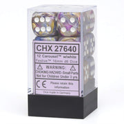 DND Dice Set-Chessex D&D Dice-16mm Festive Carousel and White Plastic Polyhedral Dice Set- for Dungeons and Dragons Dice Includes 12 Dice – D6, (CHX27640)