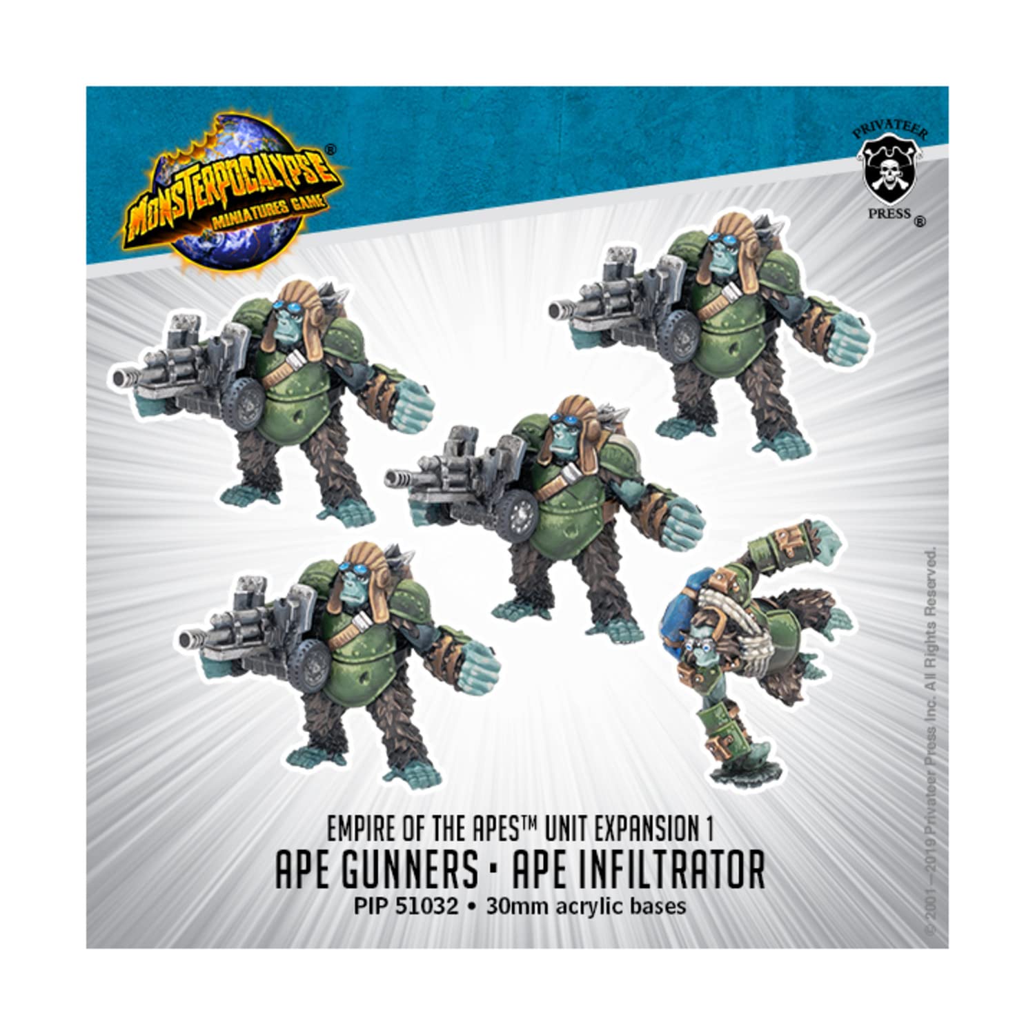 Monsterpocalypse: Empire of The Apes Ape Gunners & Ape Infiltrator Units (White Metal)