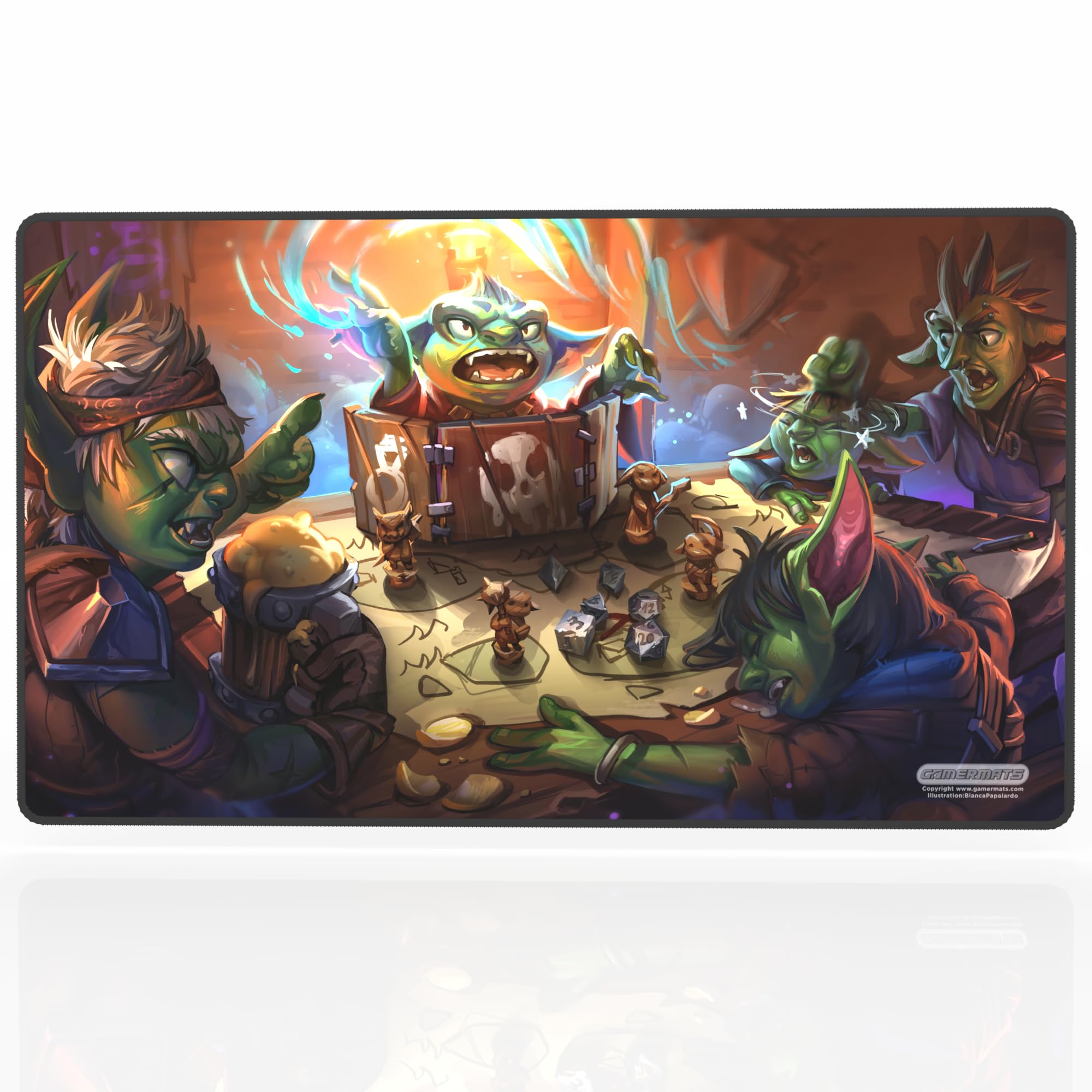 GamerMats Premium Stitched Playmats for Card Games & Computer Desktop PC Gaming - Unique Fantasy, Sci-fi, and Anime Designs, Non-Slip Rubber Base, Durable - MTG Compatible (Goblins)