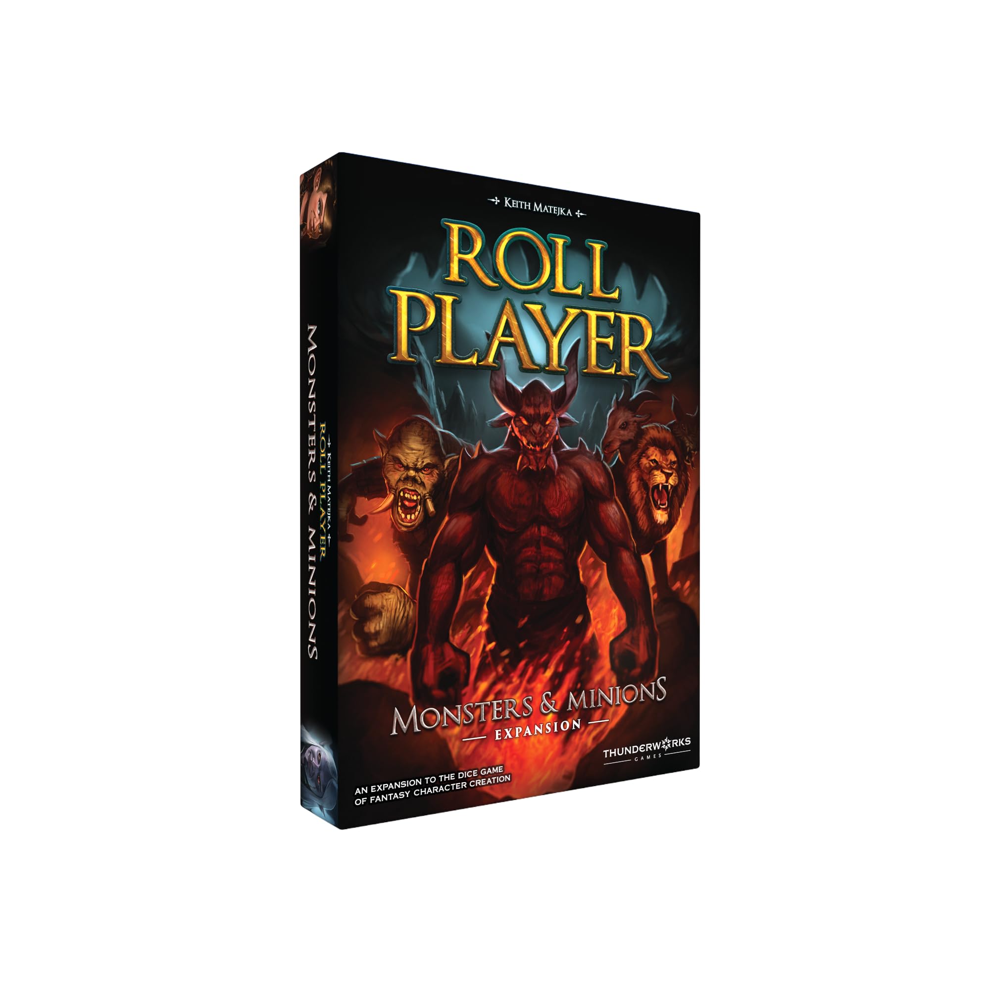 Monsters & Minions - Expansion for Roll Player Board Game | Adds End-Game Monsters, 5th Player, New Dice and 170+ Cards | Dice Drafting Family Game for 1-5 Players Ages 14+ | Thunderworks Games