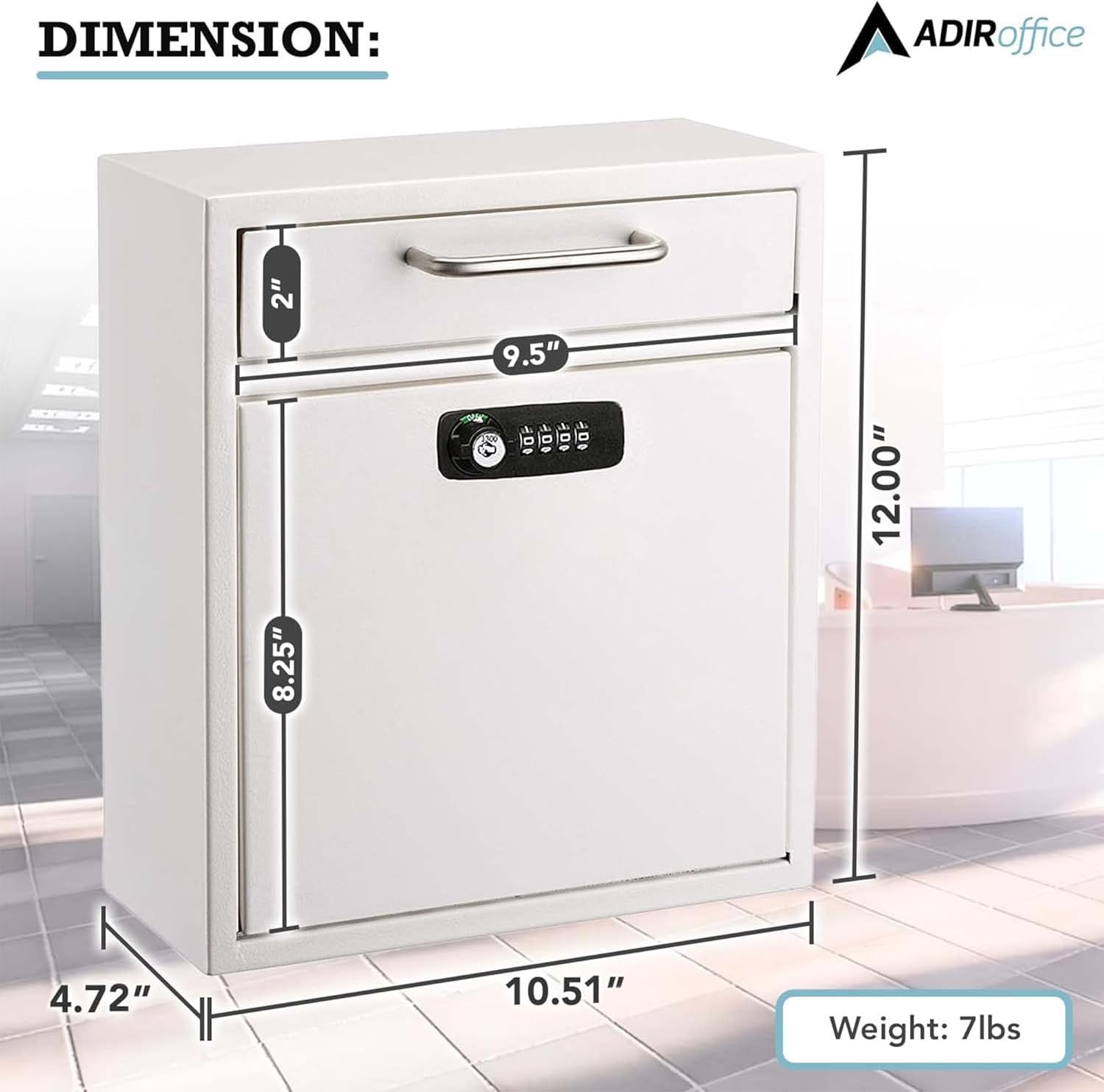 Medium Wall Mountable Mailbox with Key and Combination lock