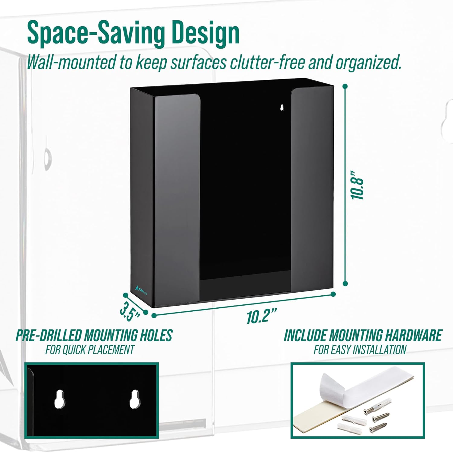 Double Box Capacity Acrylic Black Glove Dispenser 2 Pack
