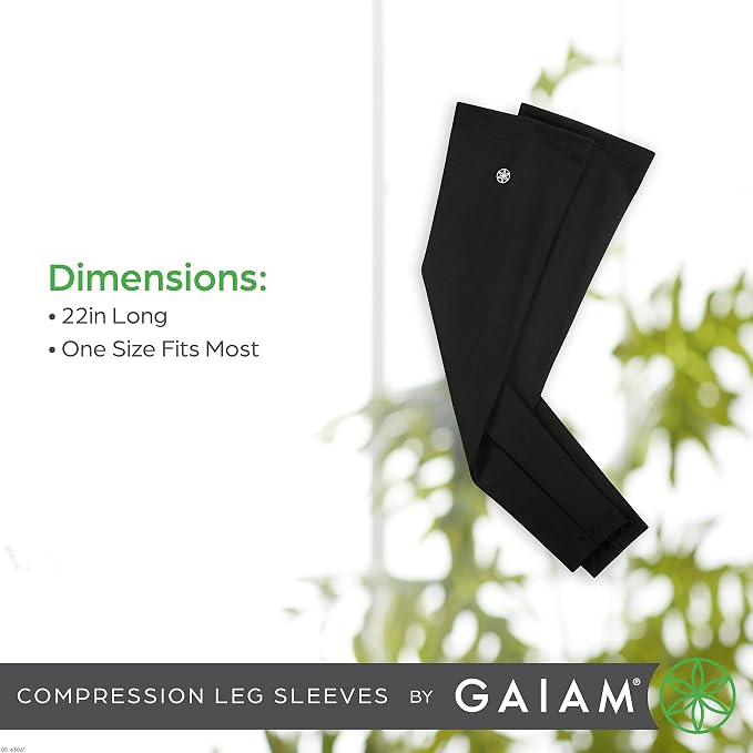 Gaiam Yoga Compression  Thigh High Leg Sleeves  Sleeves - Pair of Sleeves for Pilates, Training, General Fitness - Comfort-Fit Support for Muscles - Sold as Pairs