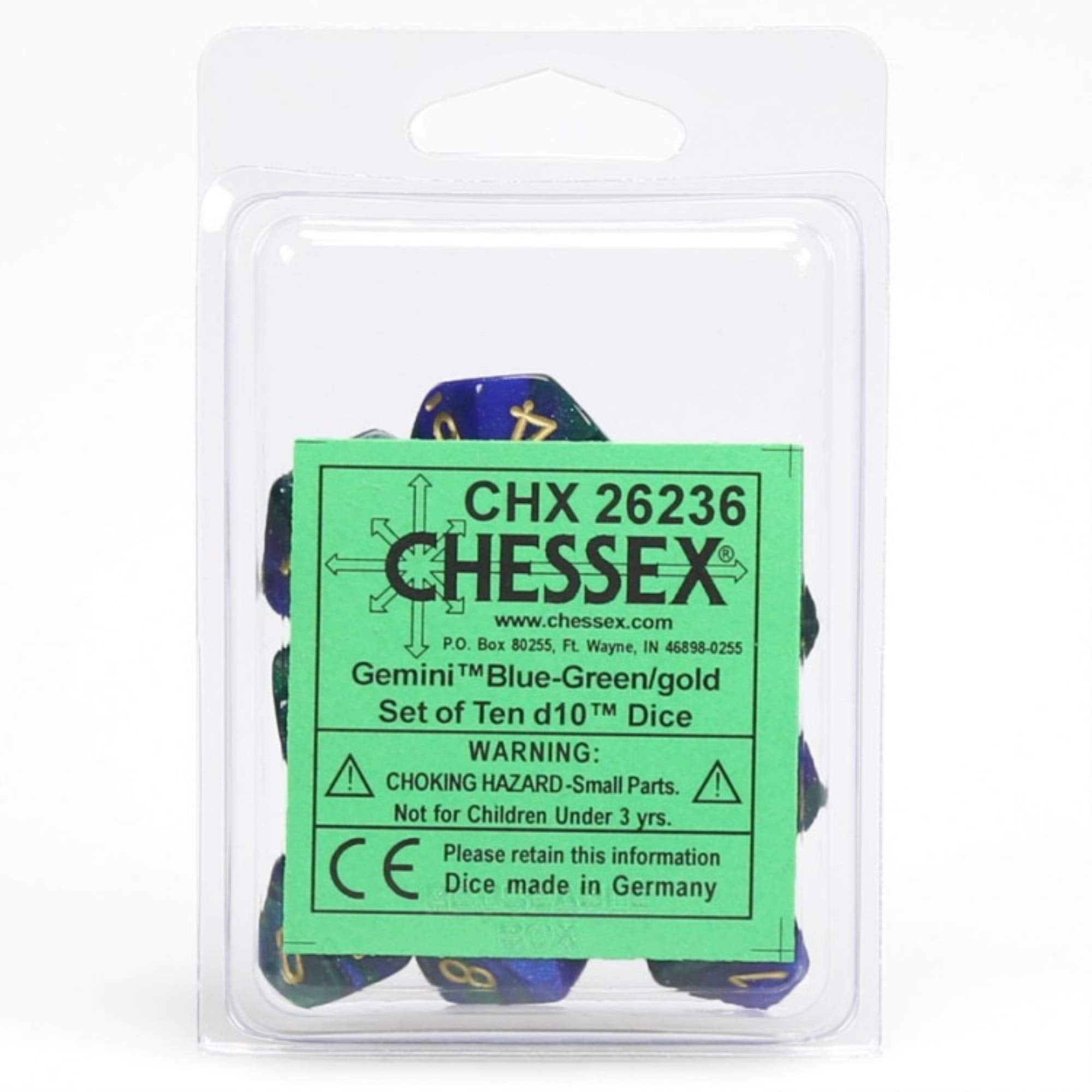 d10 Clamshell Gemini Blue and Green with Gold (10)