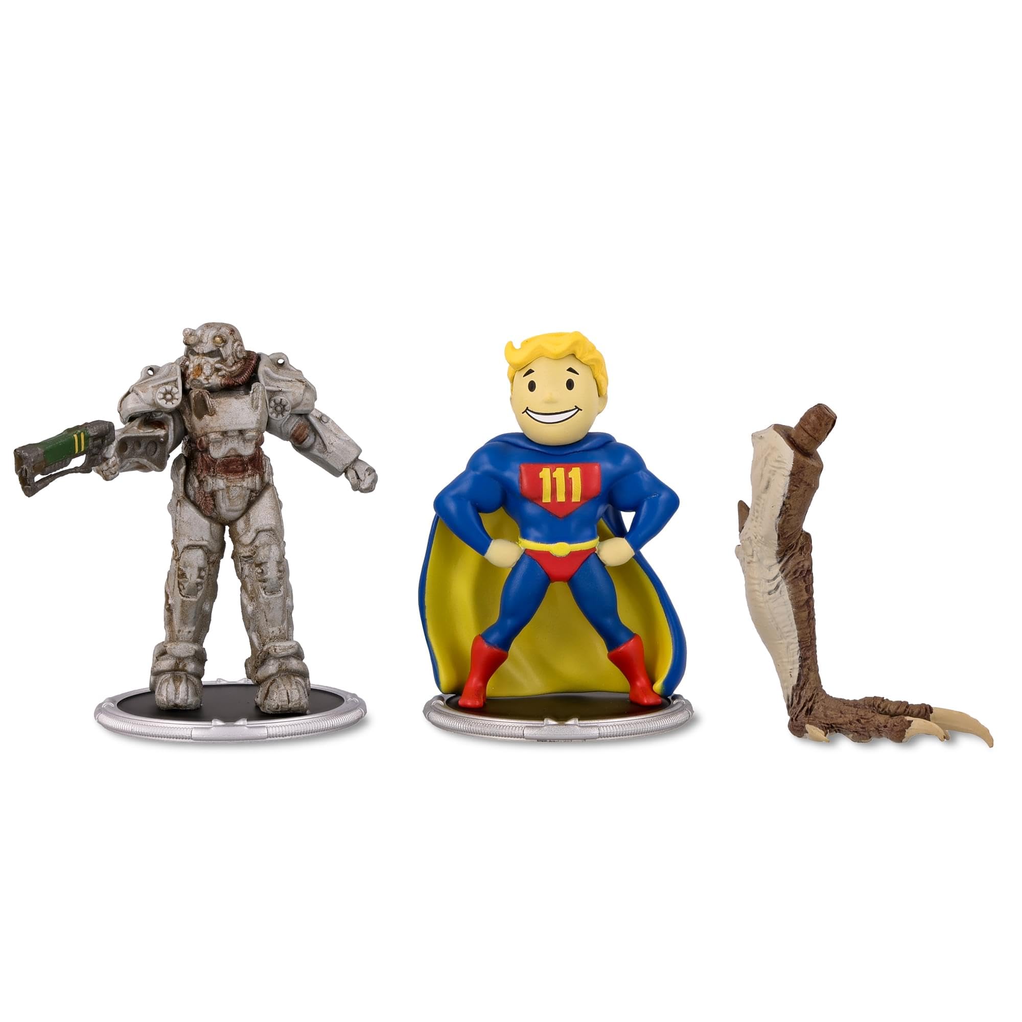 Toynk Fallout T-60 and Vault Boy (Power) 3-Inch Mini Figure Set 2-Pack for Adults | Includes Build-A-Figure Deathclaw Piece