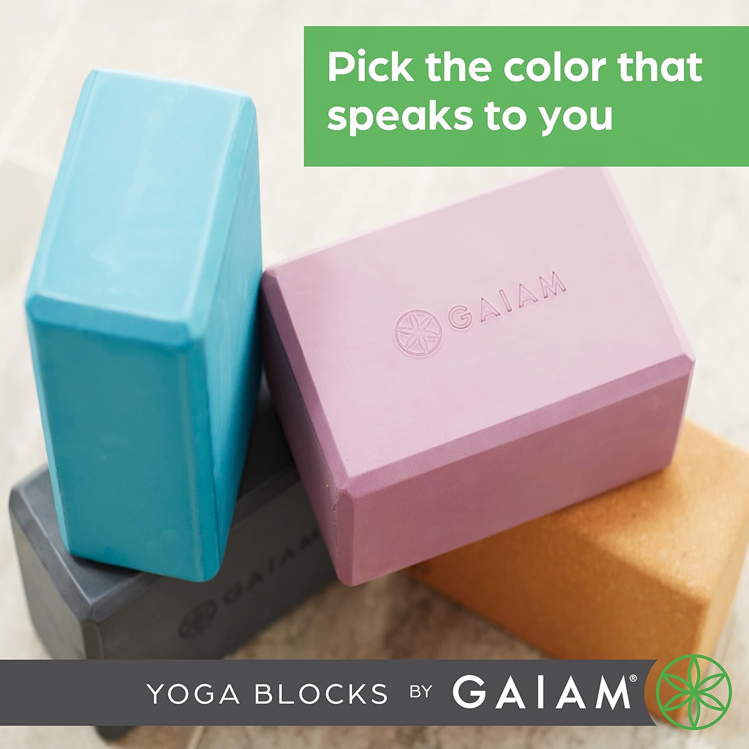 Gaiam Yoga Block - Supportive Latex-Free Eva Foam - Soft Non-Slip Surface with Beveled Edges for Yoga, Pilates, Meditation - Yoga Accessories for Stability, Balance, Deepen Stretches - Vivid Blue