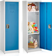AdirOffice 48 in. H x 15 in. W Steel Single Tier Locker in Blue 2 Pack