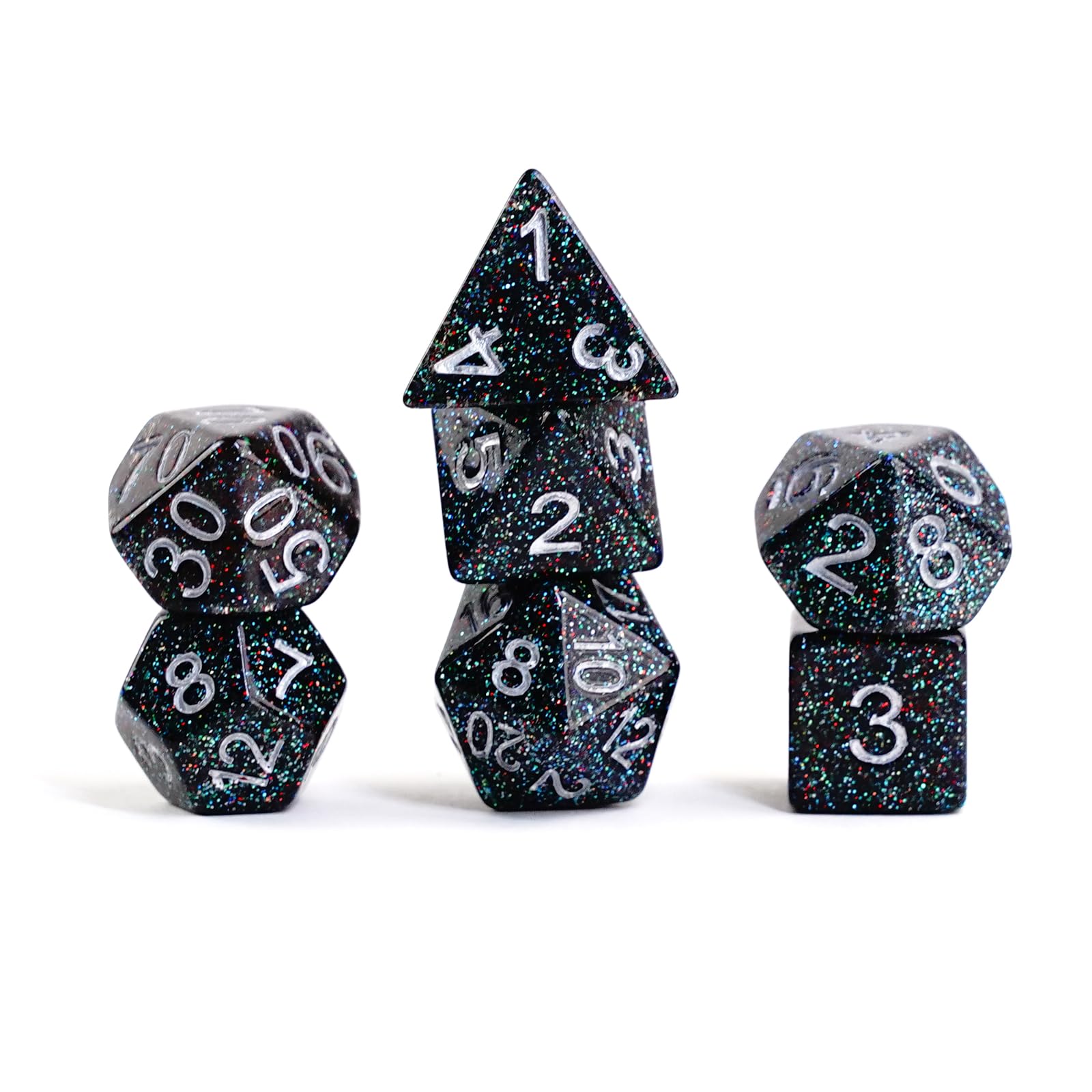 FanRoll 16mm Resin Poly DND Dice Set: Astro Mica, Role Playing Game Dice for Dungeons and Dragons