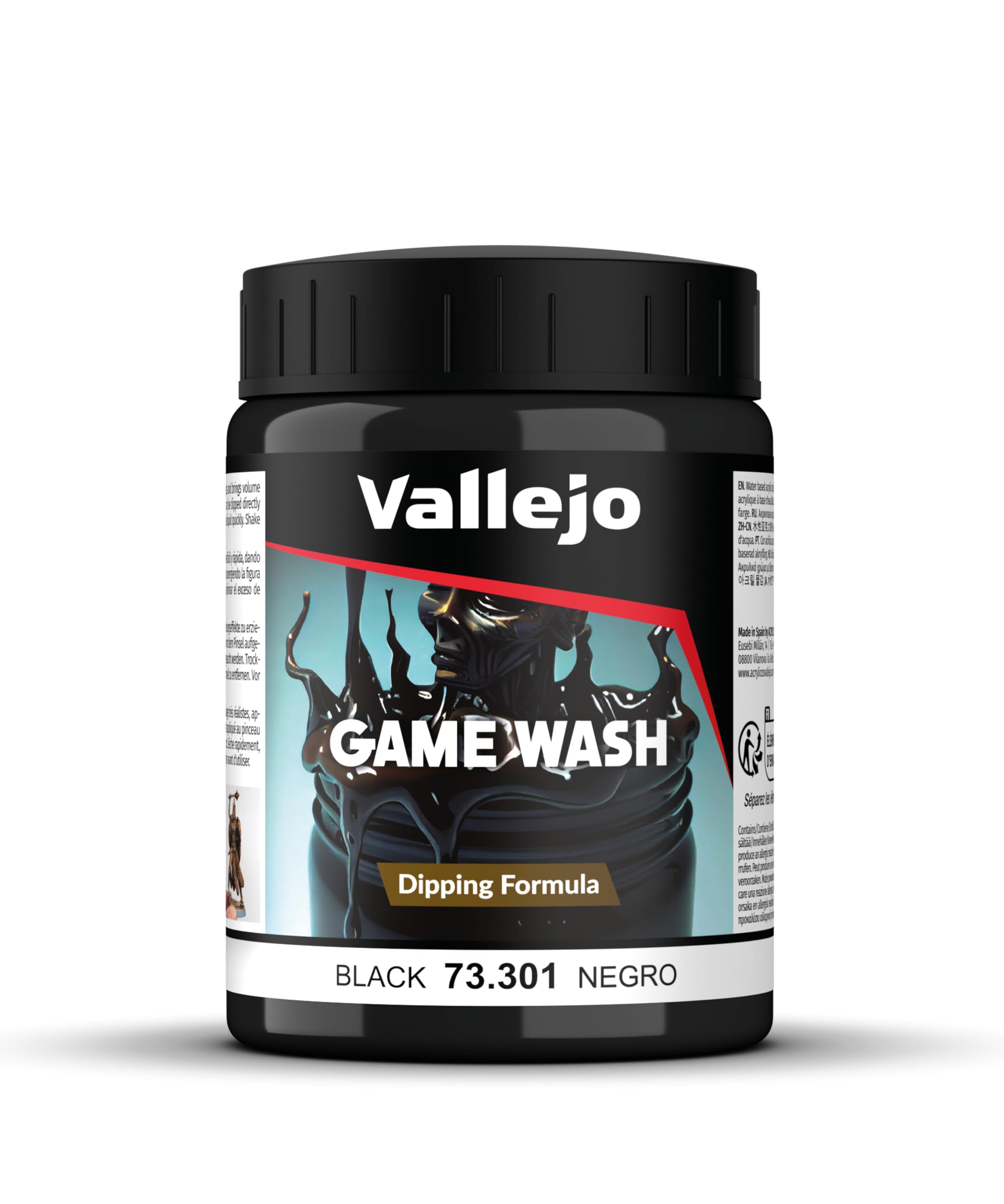 Vallejo - Game Color | Black Wash 200 ml (6.76 fl.oz.) | Acrylic Paint for Applying Shading and Highlight Effects on Miniatures and Modeling Projects