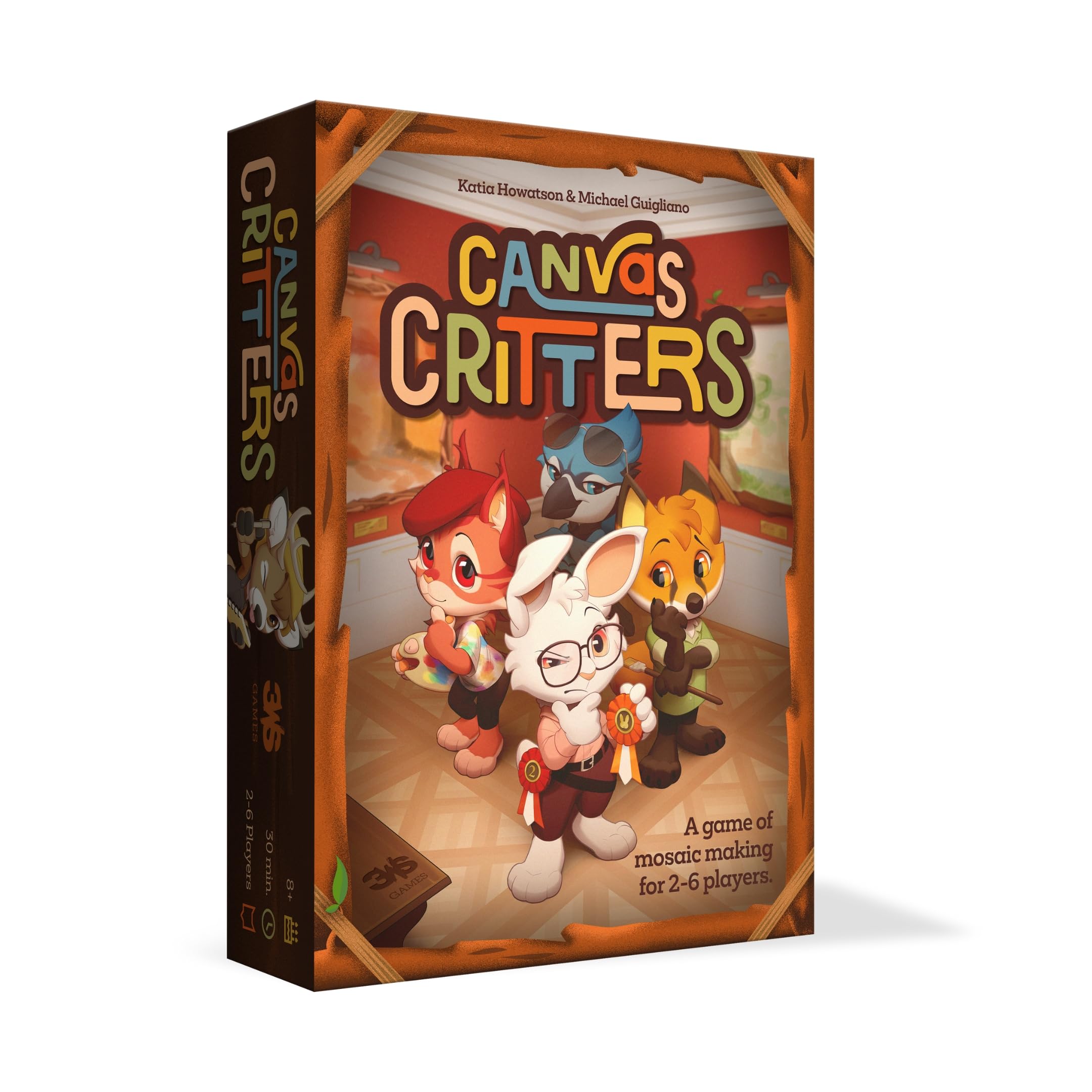 Canvas Critters – Creative Party Game for All Ages | 2 to 6 Players | Build Mosaics with Colorful Animal Meeples | Family-Friendly Board Game