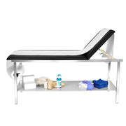 Adjustable Exam Table with Wooden Shelf and Paper Dispenser