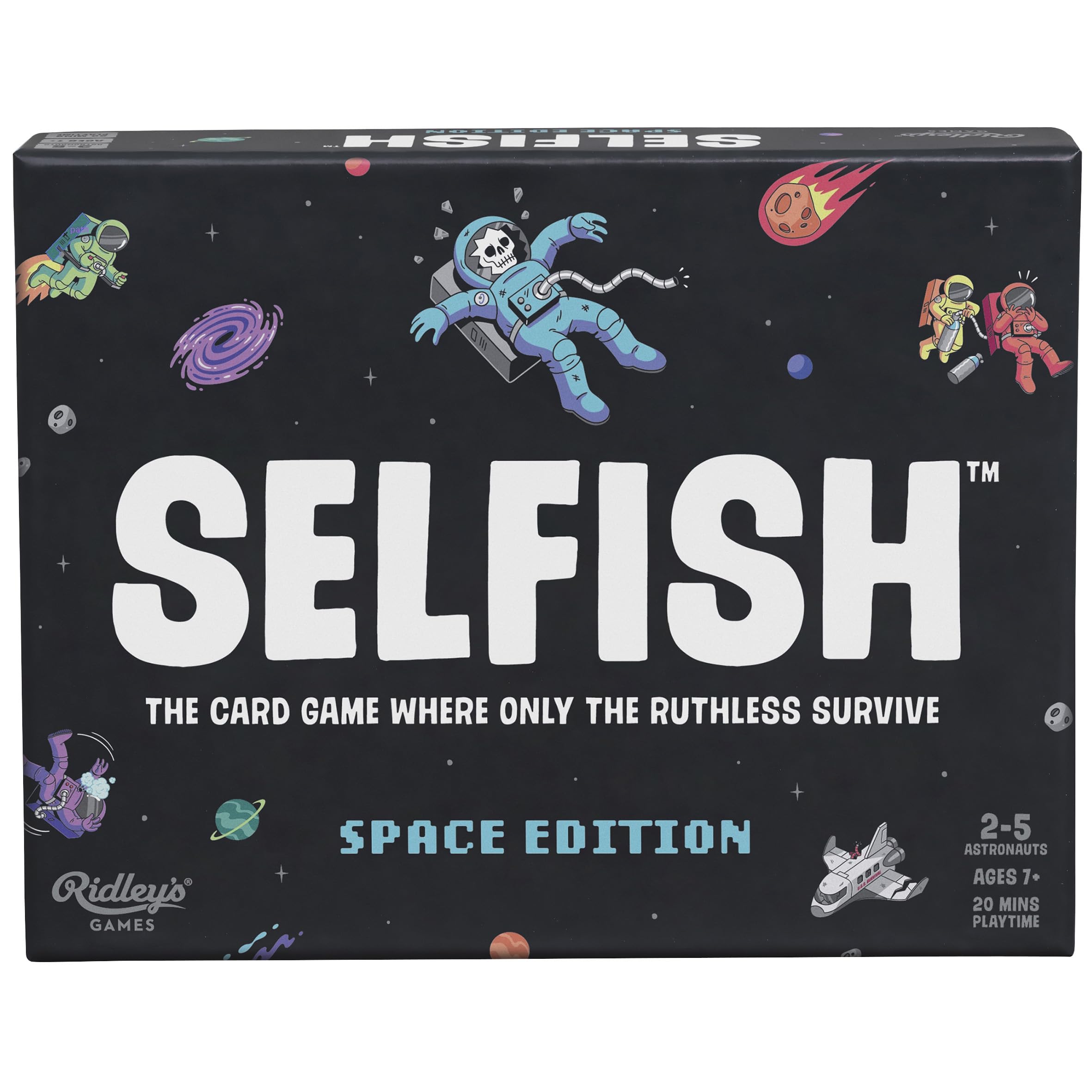 Ridley's Games: Selfish- Space Edition Card Game | Easy to Play Party Game for Groups | Ideal for 2-5 Players, Ages 7+ | Makes a Great Gift Idea | Don't Run Out of Oxygen - Only The Ruthless Survive!
