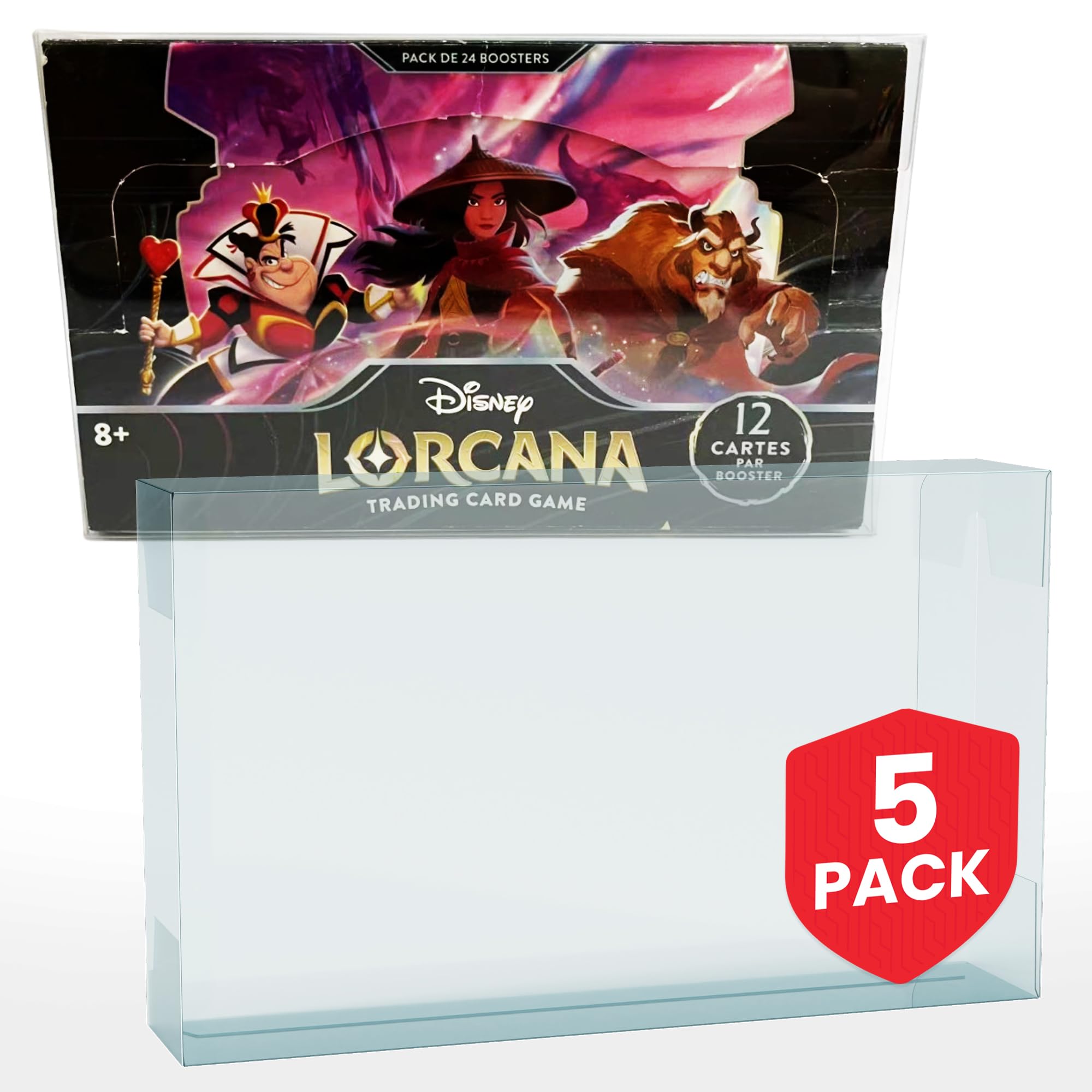 EVORETRO Display Case Protector Compatible for Lorcana Booster Box (5 Pack) - 0.40MM Thick PET Clear Case for Lorcana Collector Box, Anti-Scratch, Stackable, Protect Your Collection in Style