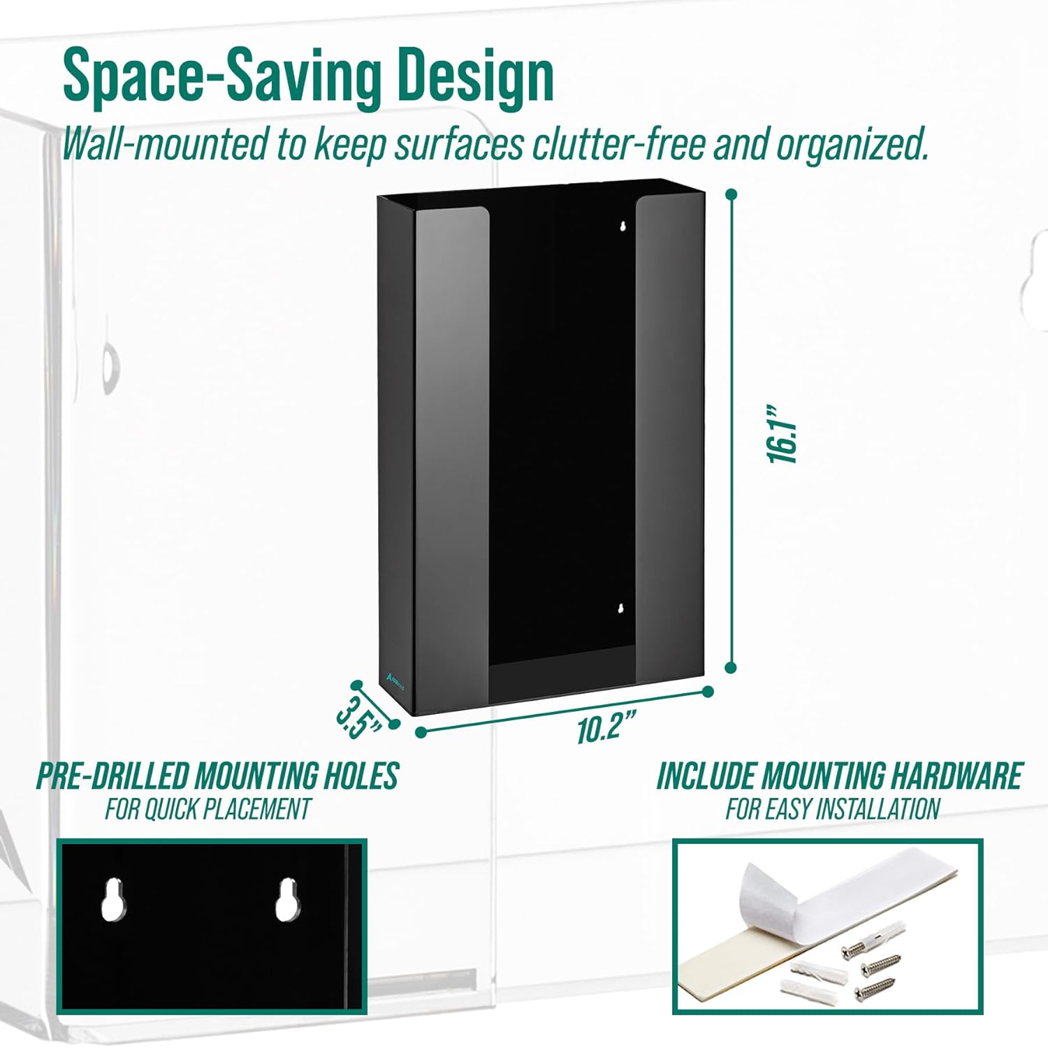 Triple Box Capacity Acrylic Black Glove Dispenser 2 Pack
