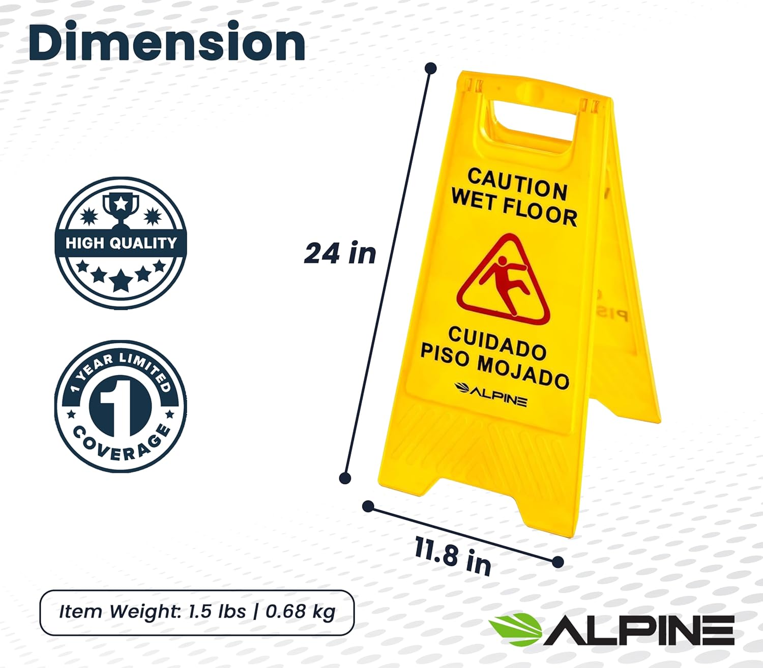 Alpine Industries 24 Caution Wet Floor Sign , Pack of 3