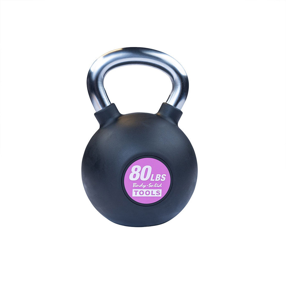 Chrome, Rubber Kettlebell 75Lb