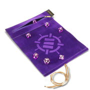 ENHANCE Roll on a Scroll Dice Rolling Mat & 7pc Acrylic Dice Set - Velvet Dice Case with Color-Coordinated 7pc Acrylic Dice, Dice Holder and Tray Compatible with DnD and Other Tabletop Games - Purple