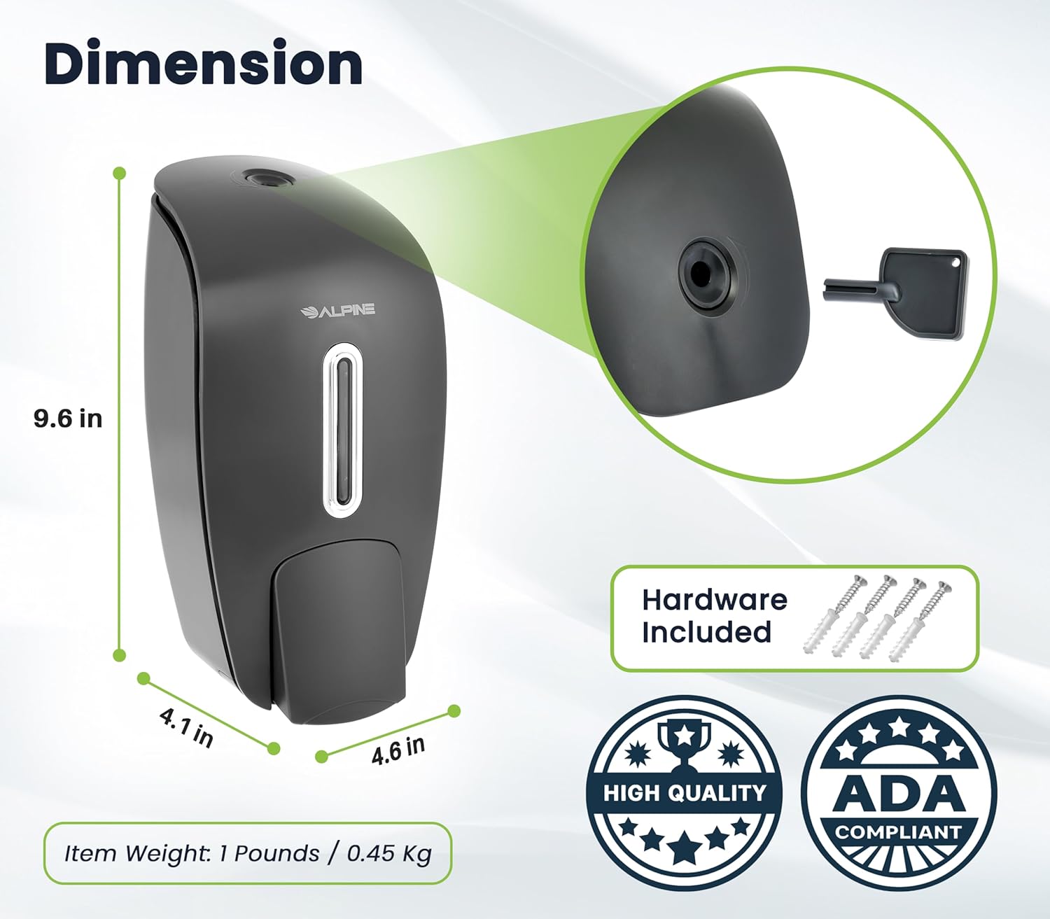 800 ml Gray Surface Mounted Hand Soap Dispenser 2 Pack