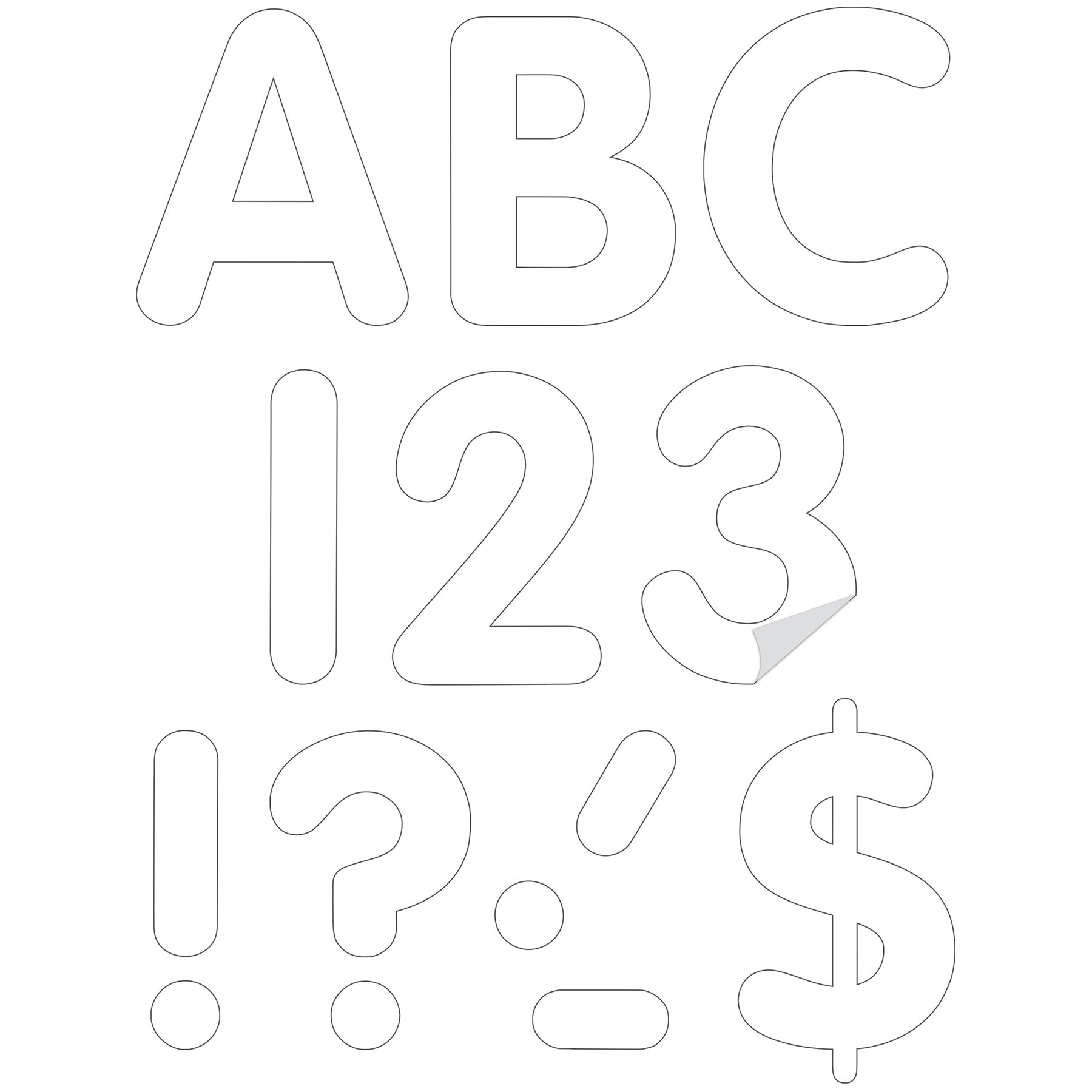 White 4" Classic Self-Adhesive Letters Uppercase, 108 Pieces