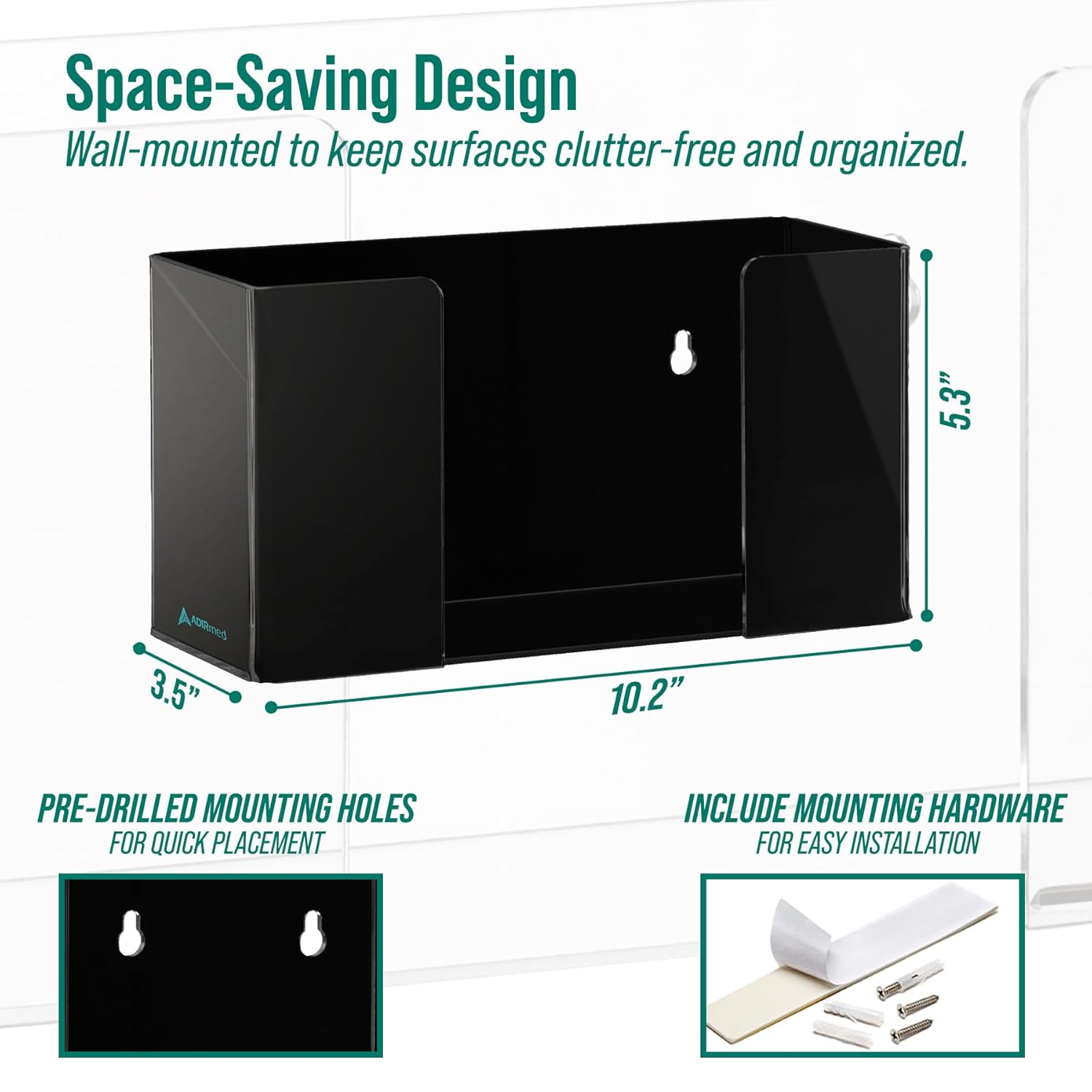 Single Box Capacity Acrylic Black Glove Dispenser