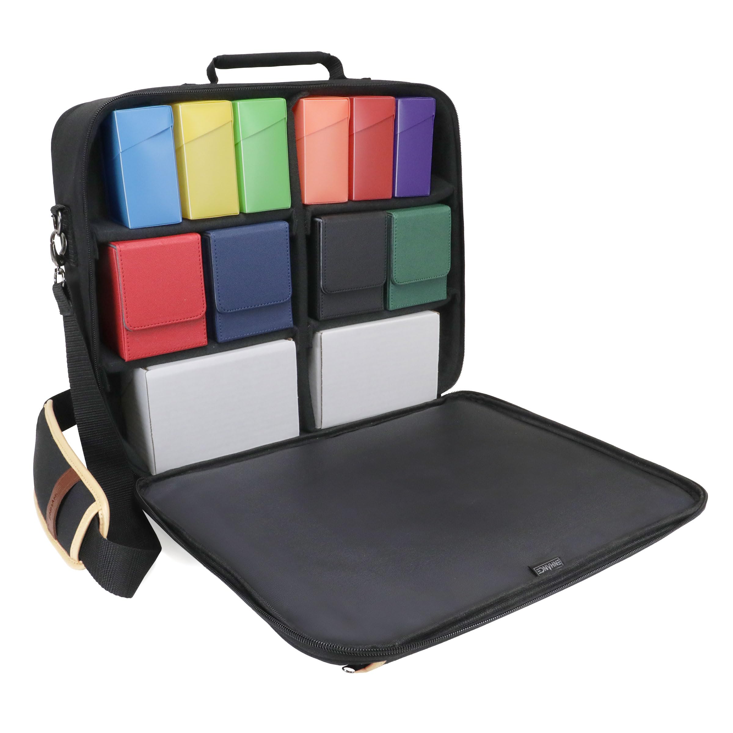 ENHANCE Designer Edition TCG Bag - MTG Shoulder Bag with Customizable Dividers & Accessory Pocket for Deck Boxes, Dice - Card Storage Compatible with Magic the Gathering, Lorcana (Black)