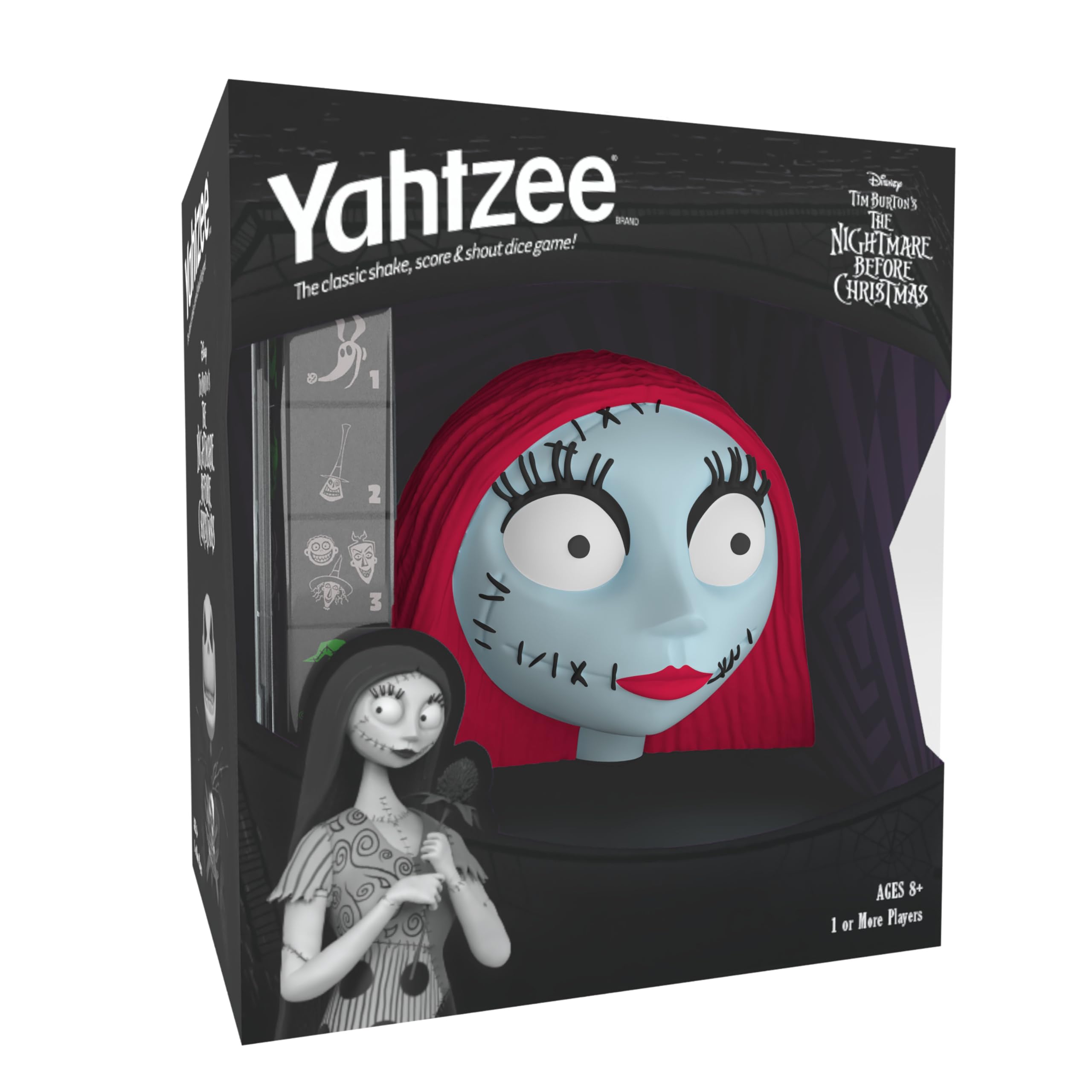 YAHTZEE: The Nightmare Before Christmas - Sally, Collectible Sally Dice Cup, Classic Dice Rolling Game Based on The Halloween Disney Classic, Great for Game Nights, Officially Licensed Merchandise