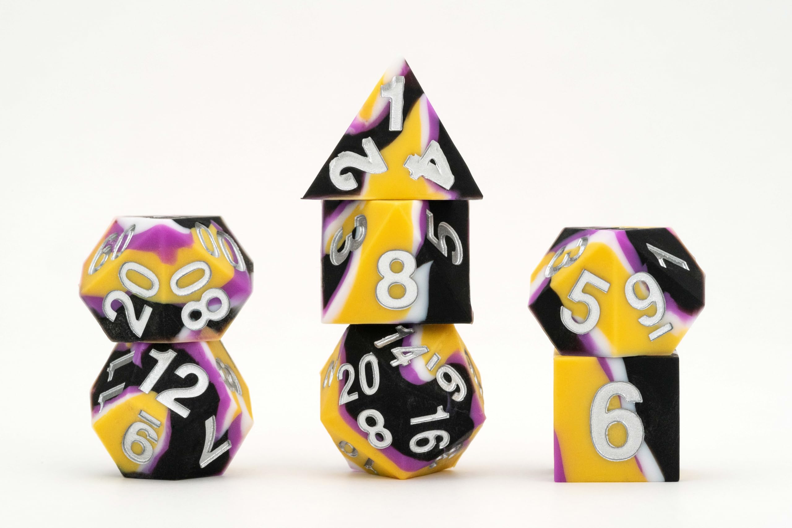 FanRoll 16mm Pride Sharp Edge Silicone Rubber Poly Dice Set: Nonbinary