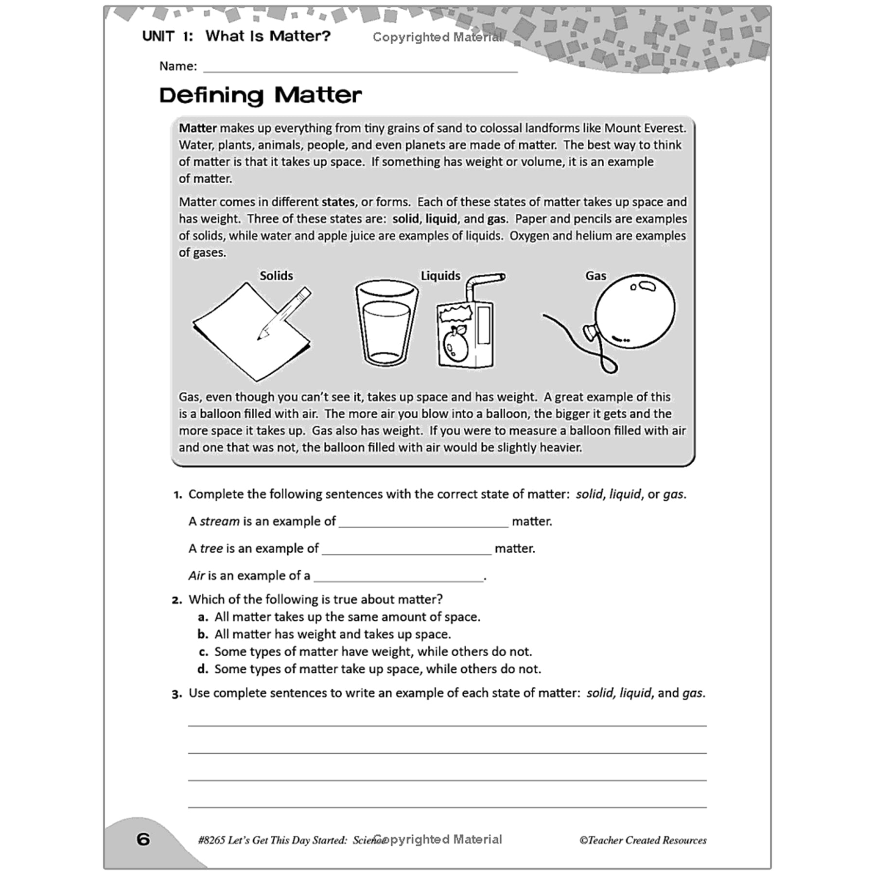 Let’s Get This Day Started: Science (Gr. 5)