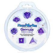 Gate Keeper Games & Dice: Mighty Tiny Dice: Chromatic Lightning - 7 pc - RPG Dice Set Thermal Color Changing, 12mm Resin, Change Color Purple to White