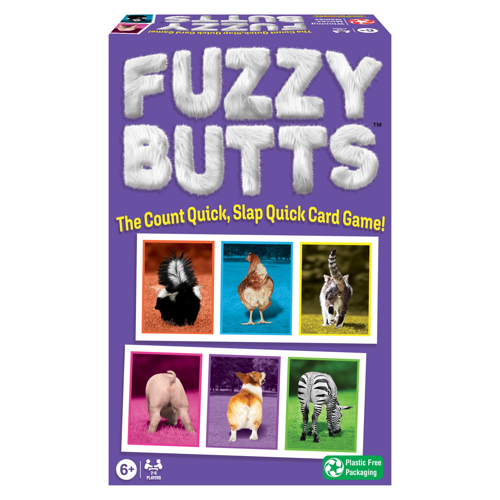 Winning Moves Fuzzy Butts Game: Fast-Playing Animal Themed Family Game for 2 to 6 Players, Ages 6+