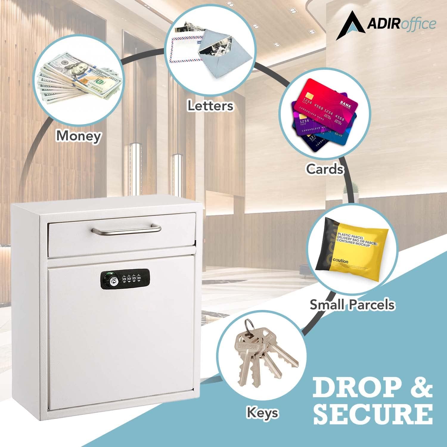Medium Wall Mountable Mailbox with Key and Combination lock