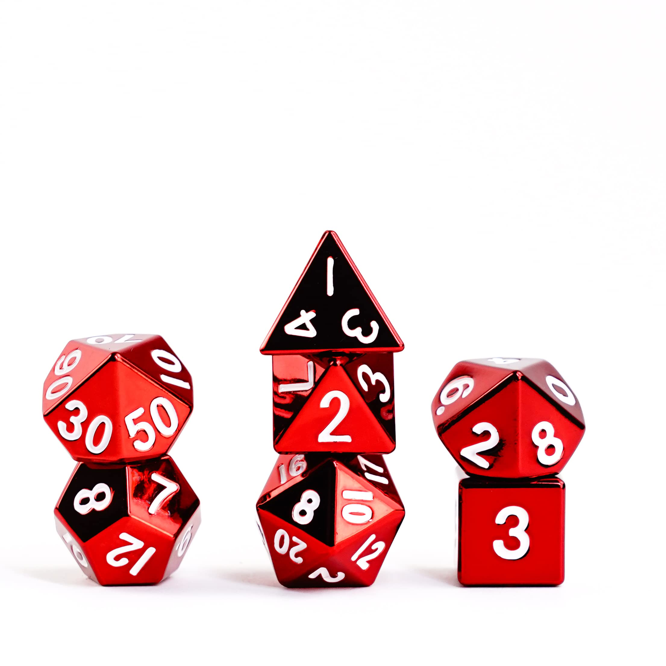 FanRoll 16mm Metal Polyhedral DND Dice Set: Red, Role Playing Game Dice for Dungeons and Dragons