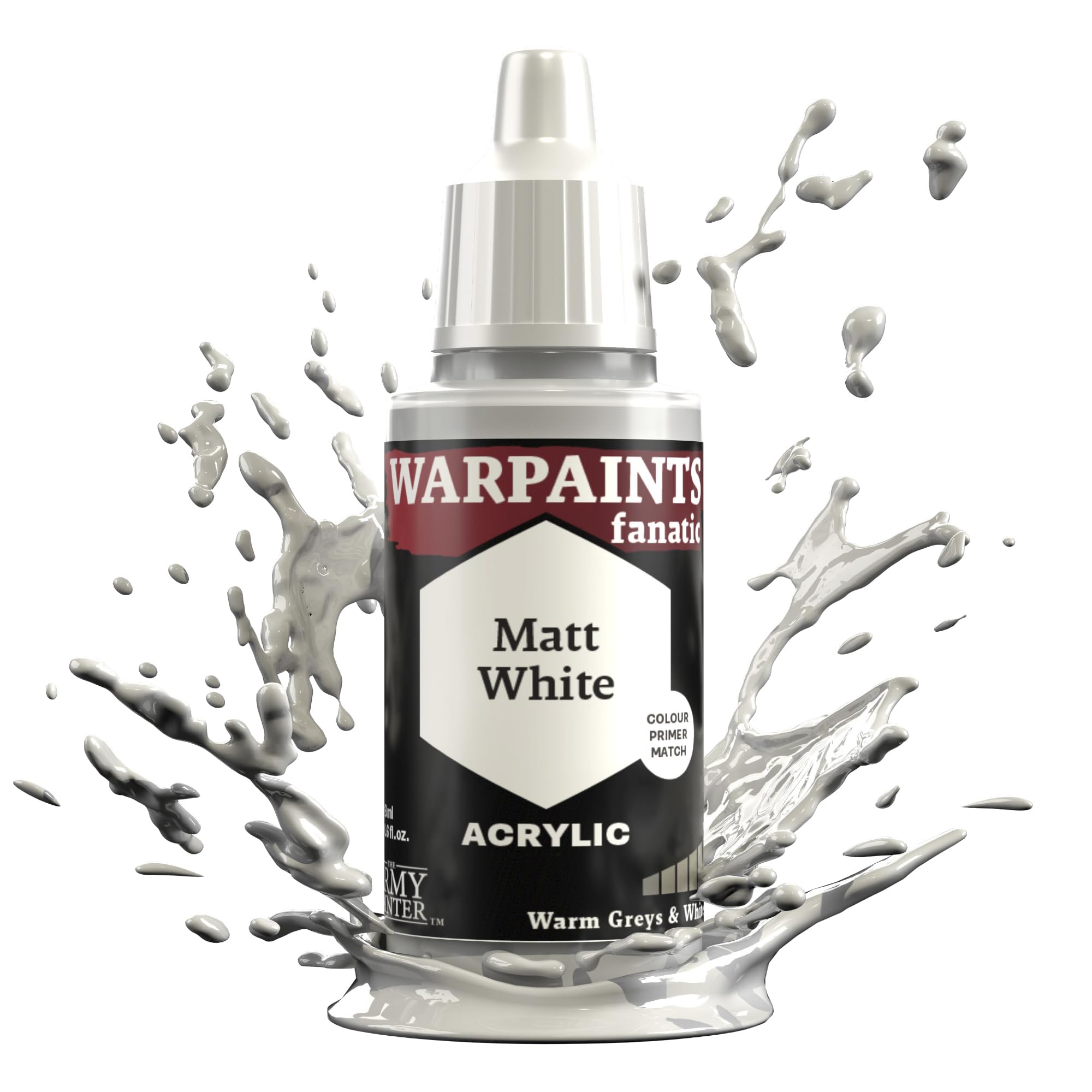 The Army Painter Warpaint Fanatics Matt White Acrylics Miniature Hobby Painting with Fanatics Warpaint, Quality Paint for Miniature Wargaming