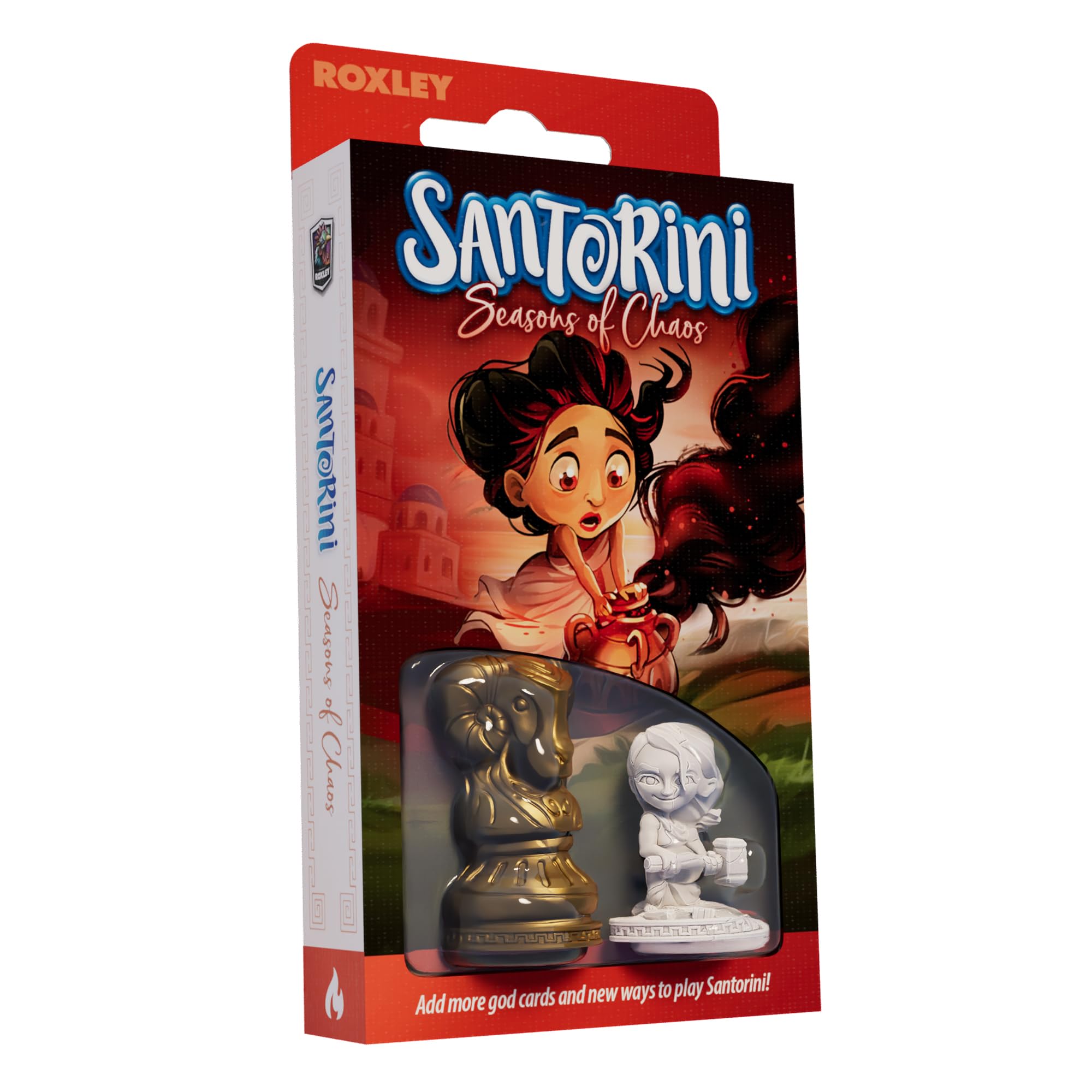 Roxley Games Santorini: Seasons of Chaos Expansion Pack - Includes 17 New God Cards and 2 Miniatures