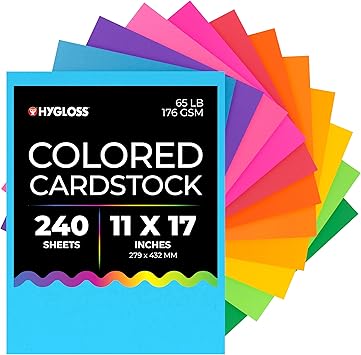 Colored Posterboard 11"x17" 240 pcs, Assorted Colors