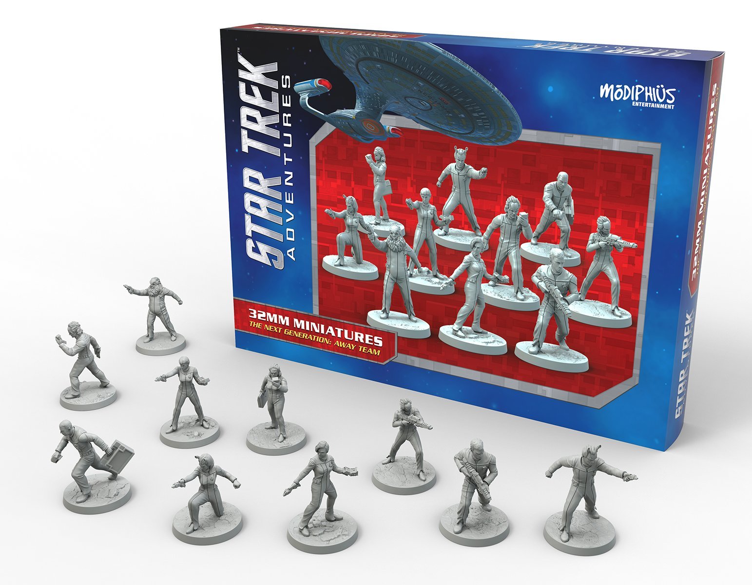 Modiphius MUH051234 The Next Generation Away Team 32mm Miniatures: Star Trek Adventures, Multi-Colour