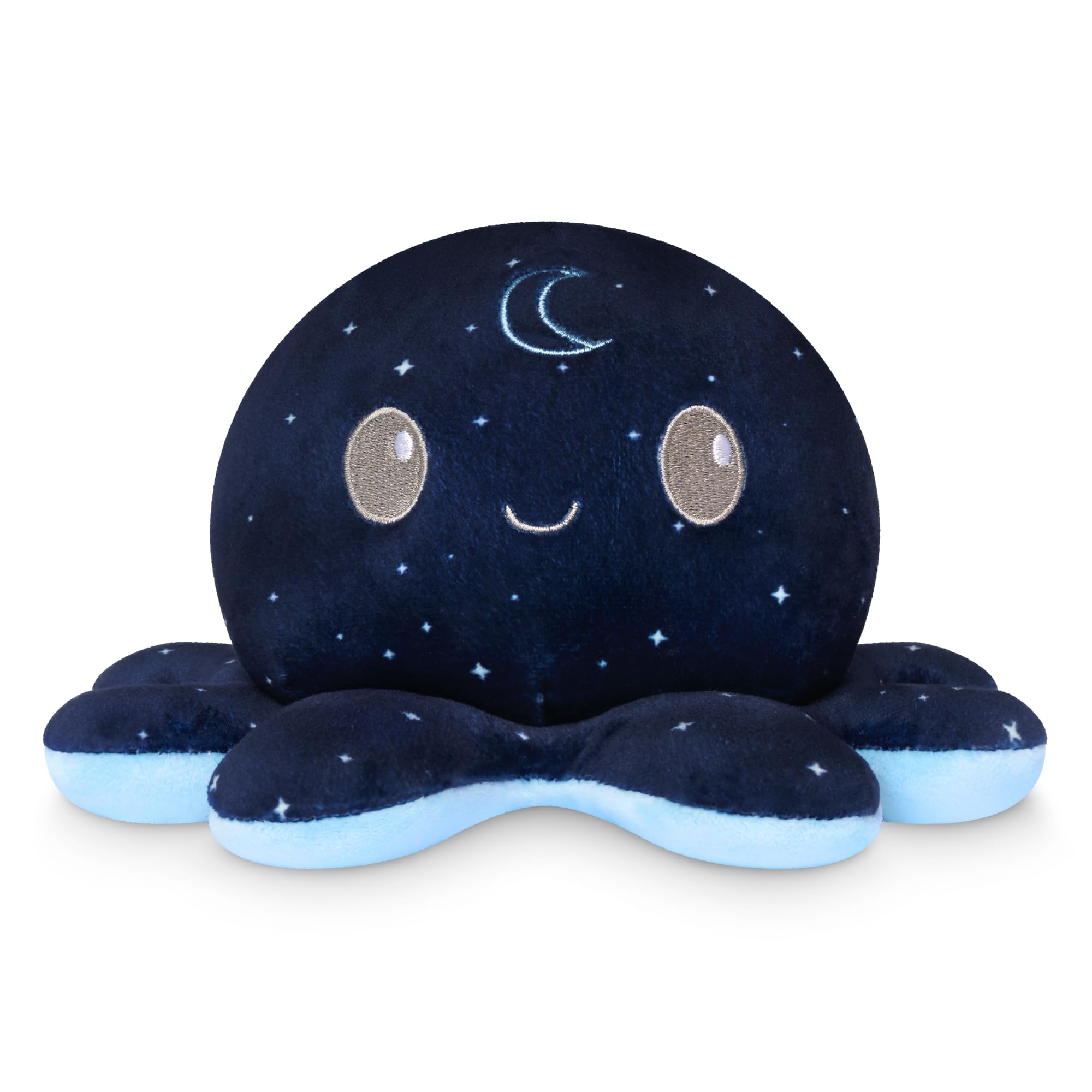 TeeTurtle Reversible Octopus Plushie 4-Inch Day and Night Two-Sided Flip Plush Toy with Embroidered Details - Cute Mini Collectible Plush for Kids, Teens, and Adults
