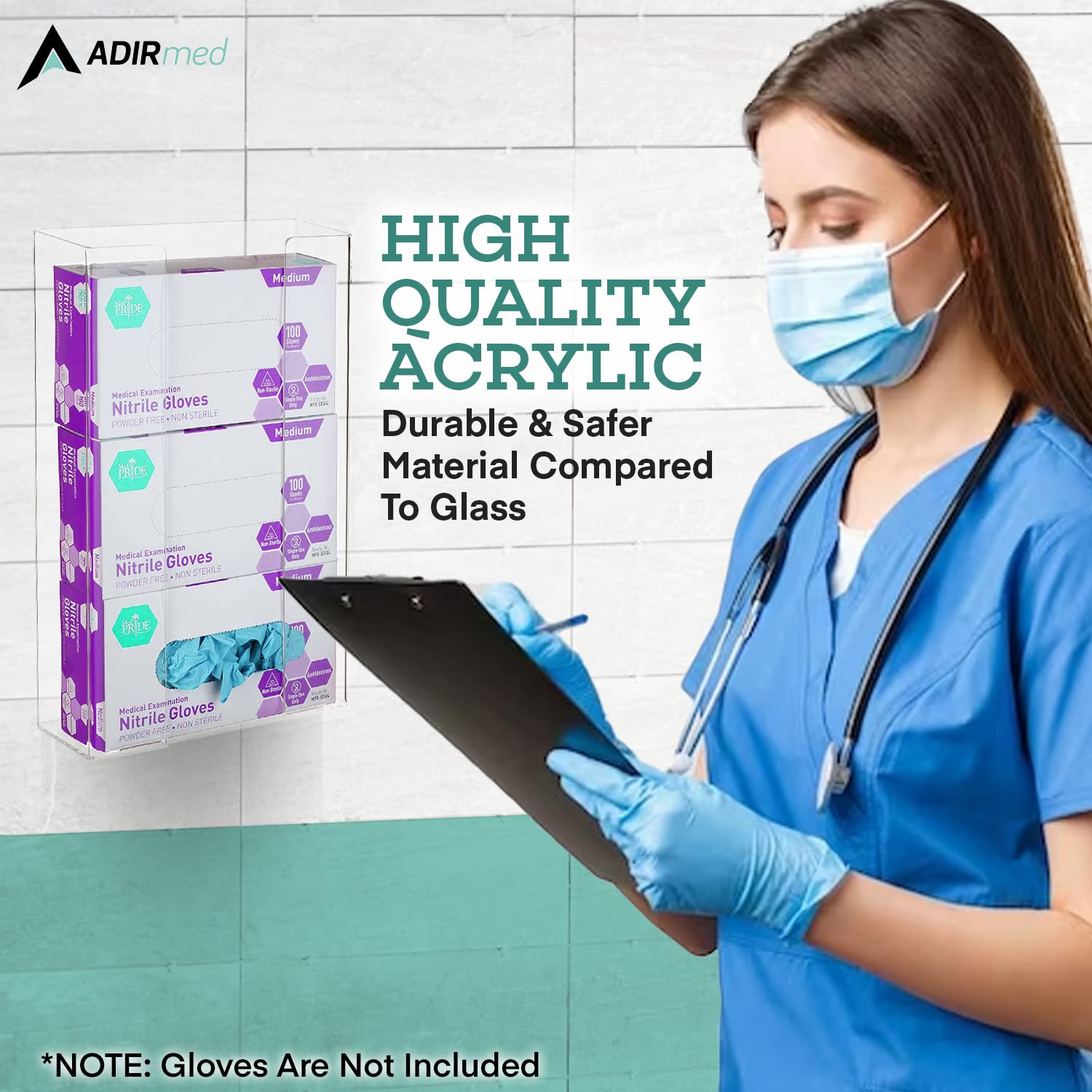 Triple Box Capacity Acrylic Glove Dispenser 2 Pack